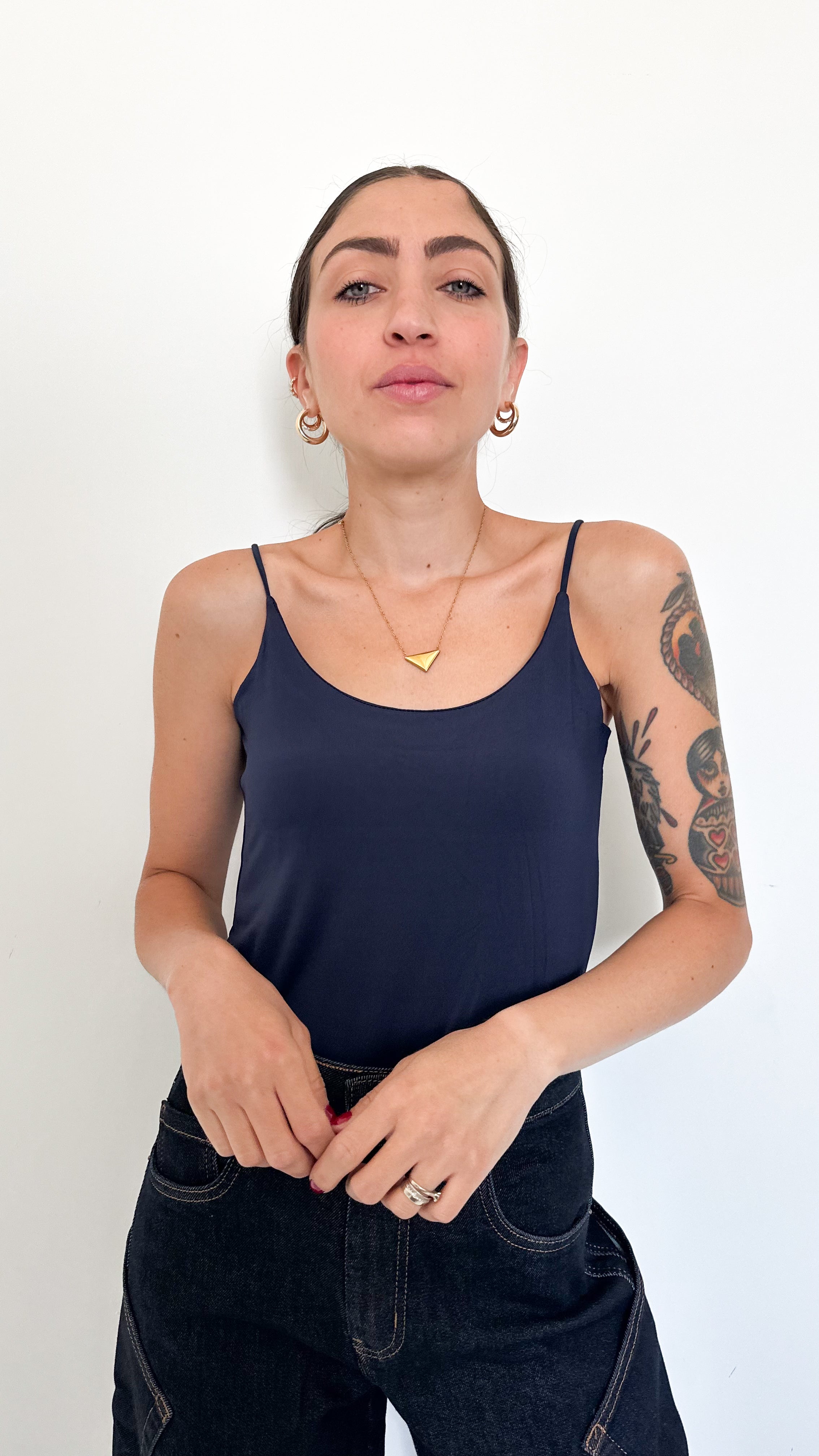 Top Blu Con Spalline Sottili