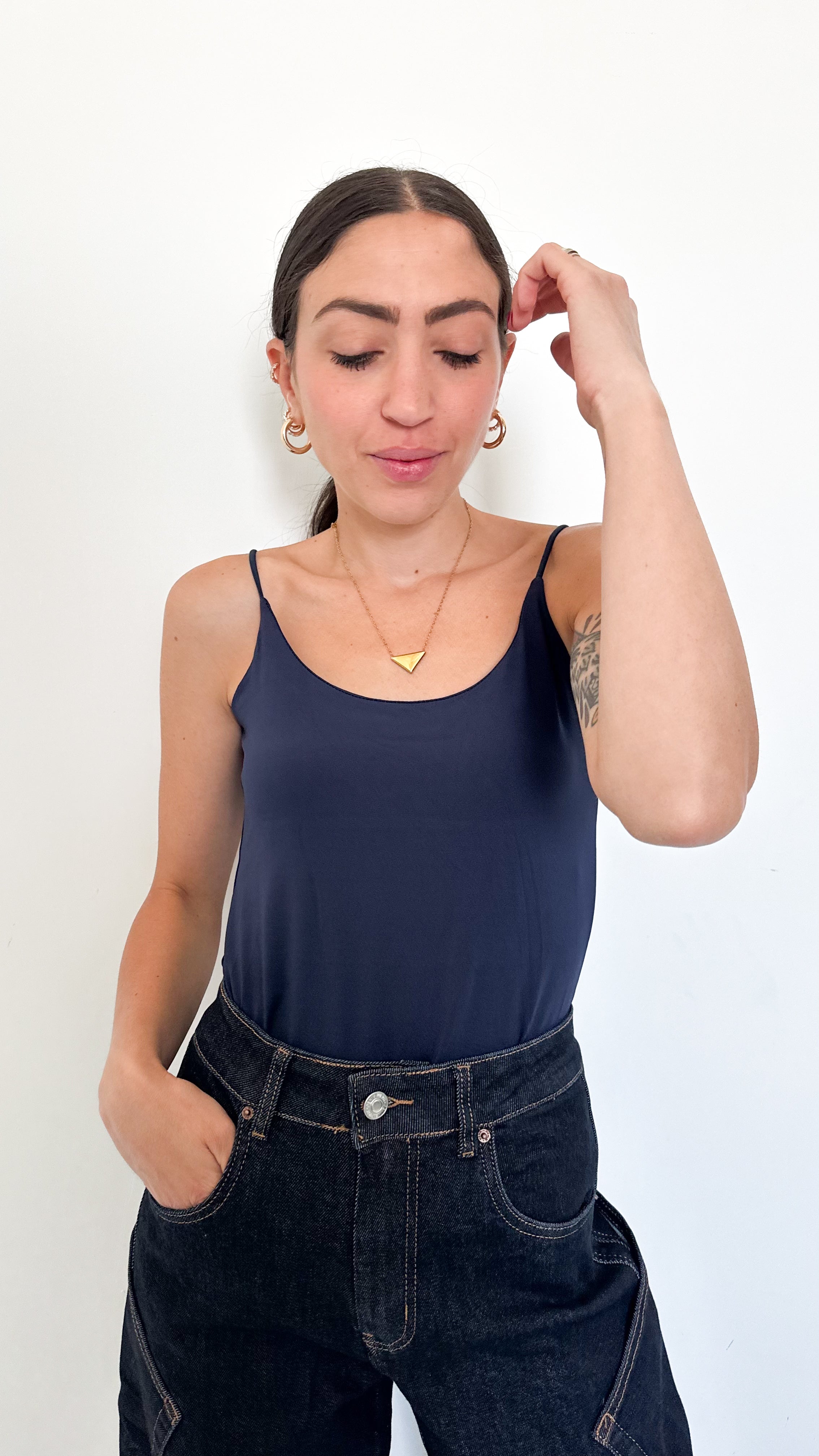 Top Blu Con Spalline Sottili