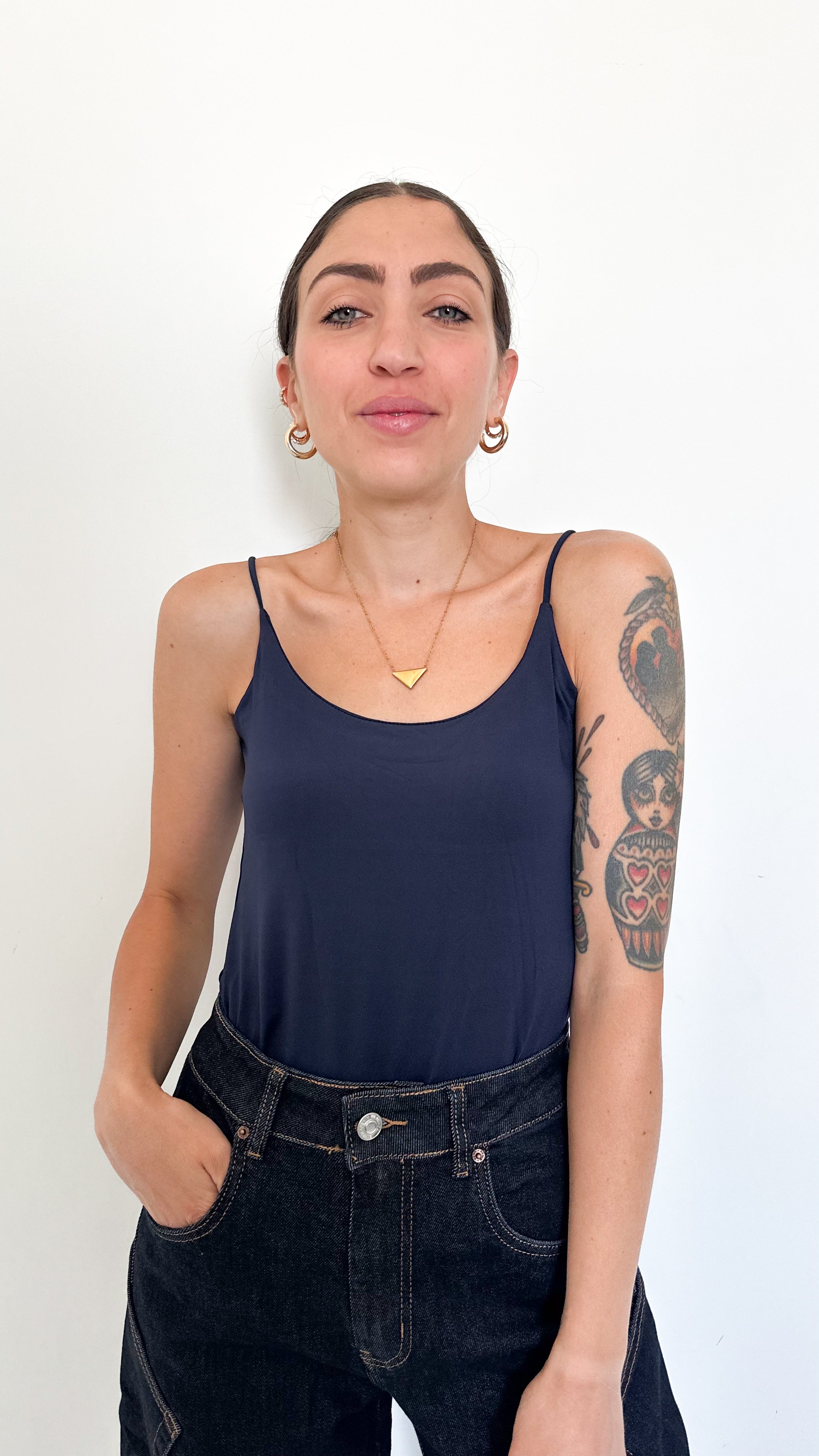 Top Blu Con Spalline Sottili