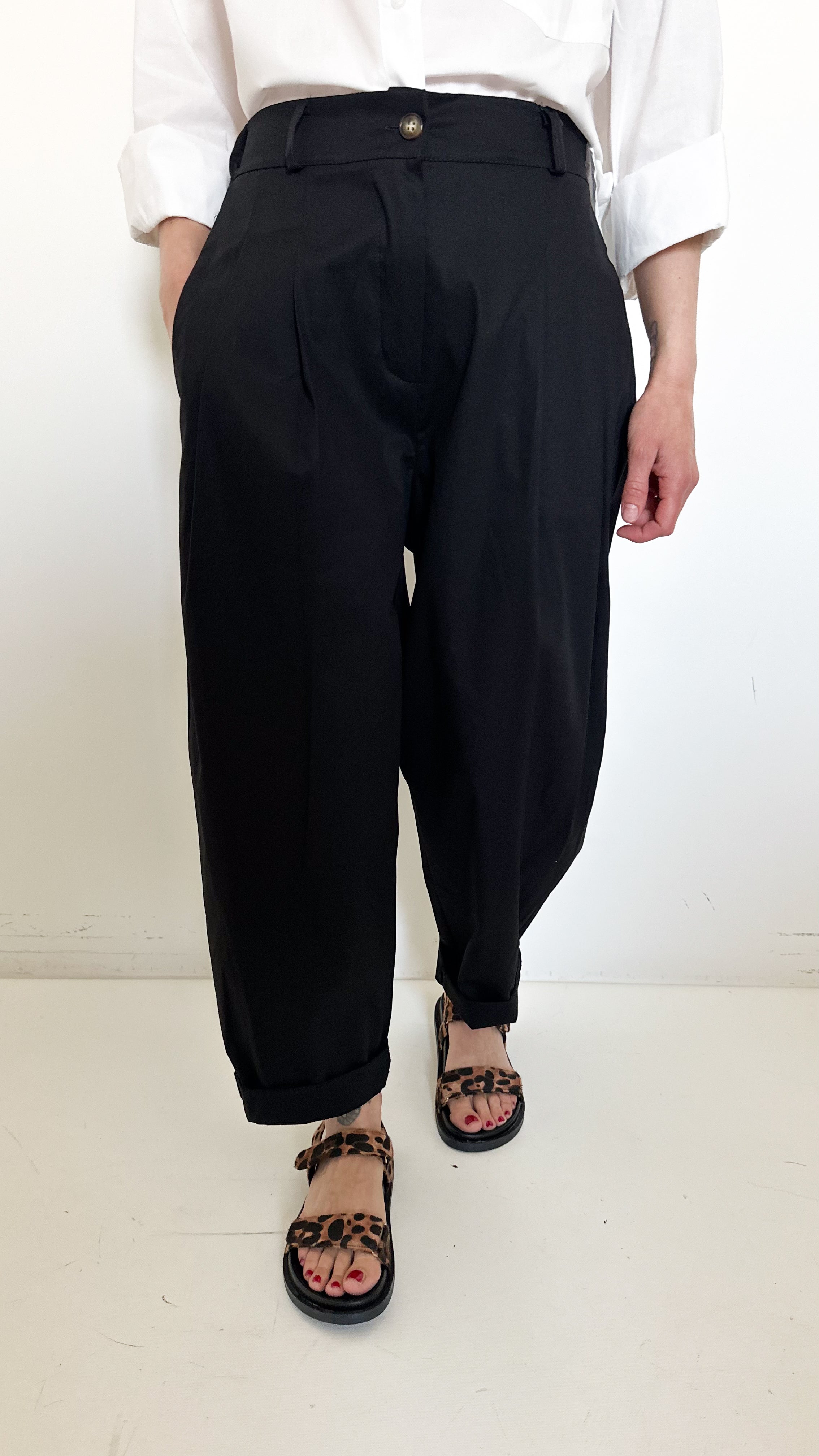 Pantaloni Ilaria In Cotone Neri