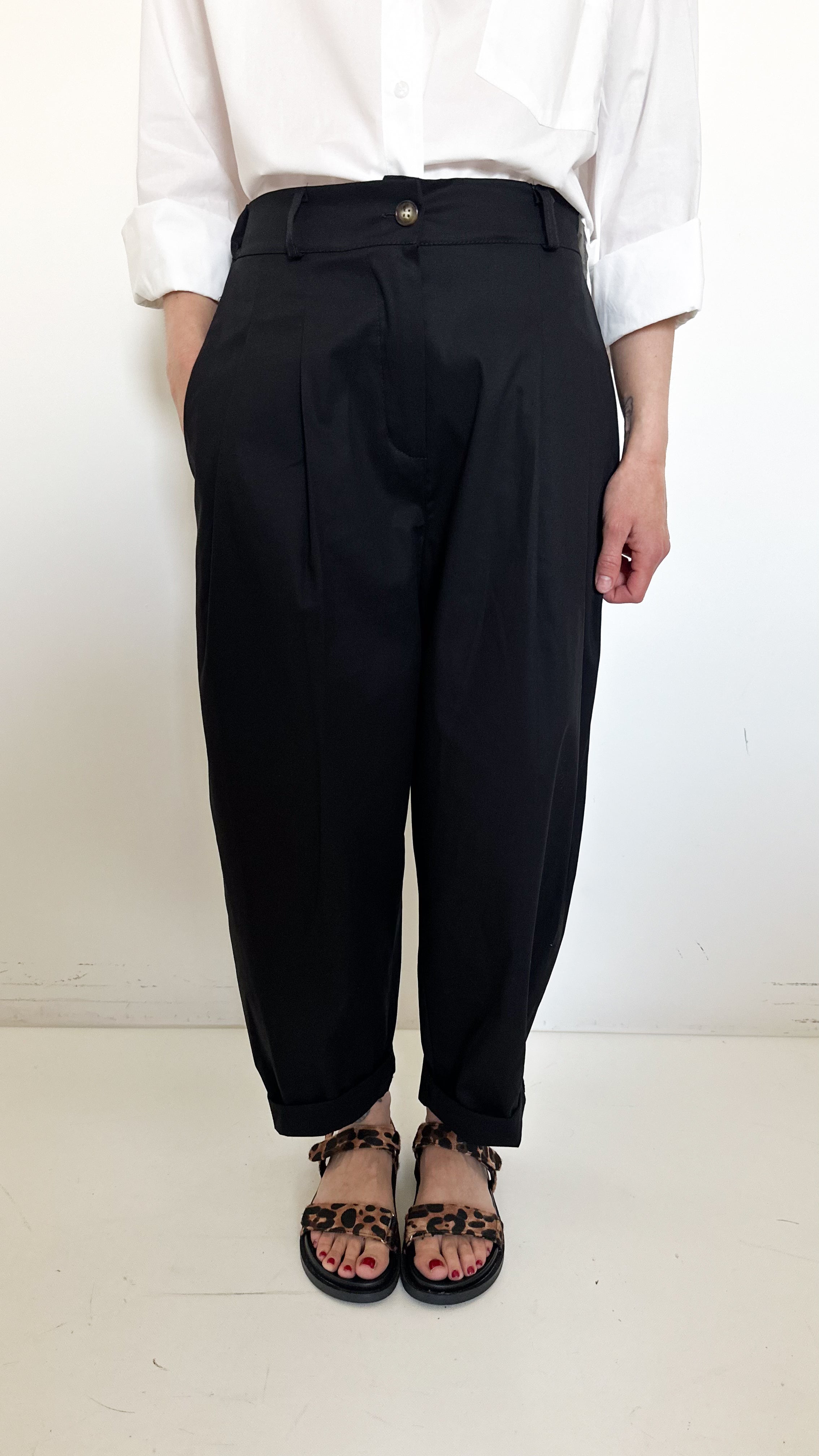 Pantaloni Ilaria In Cotone Neri