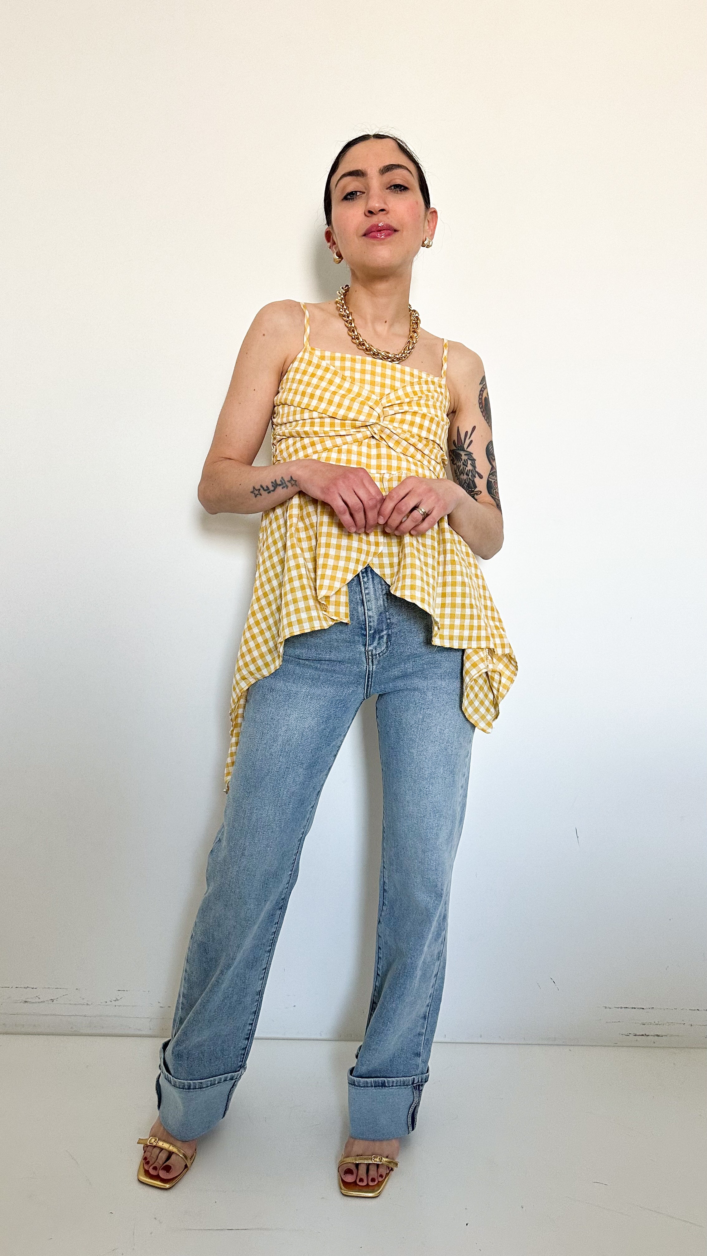 Jeans Con Risvolto Slavato