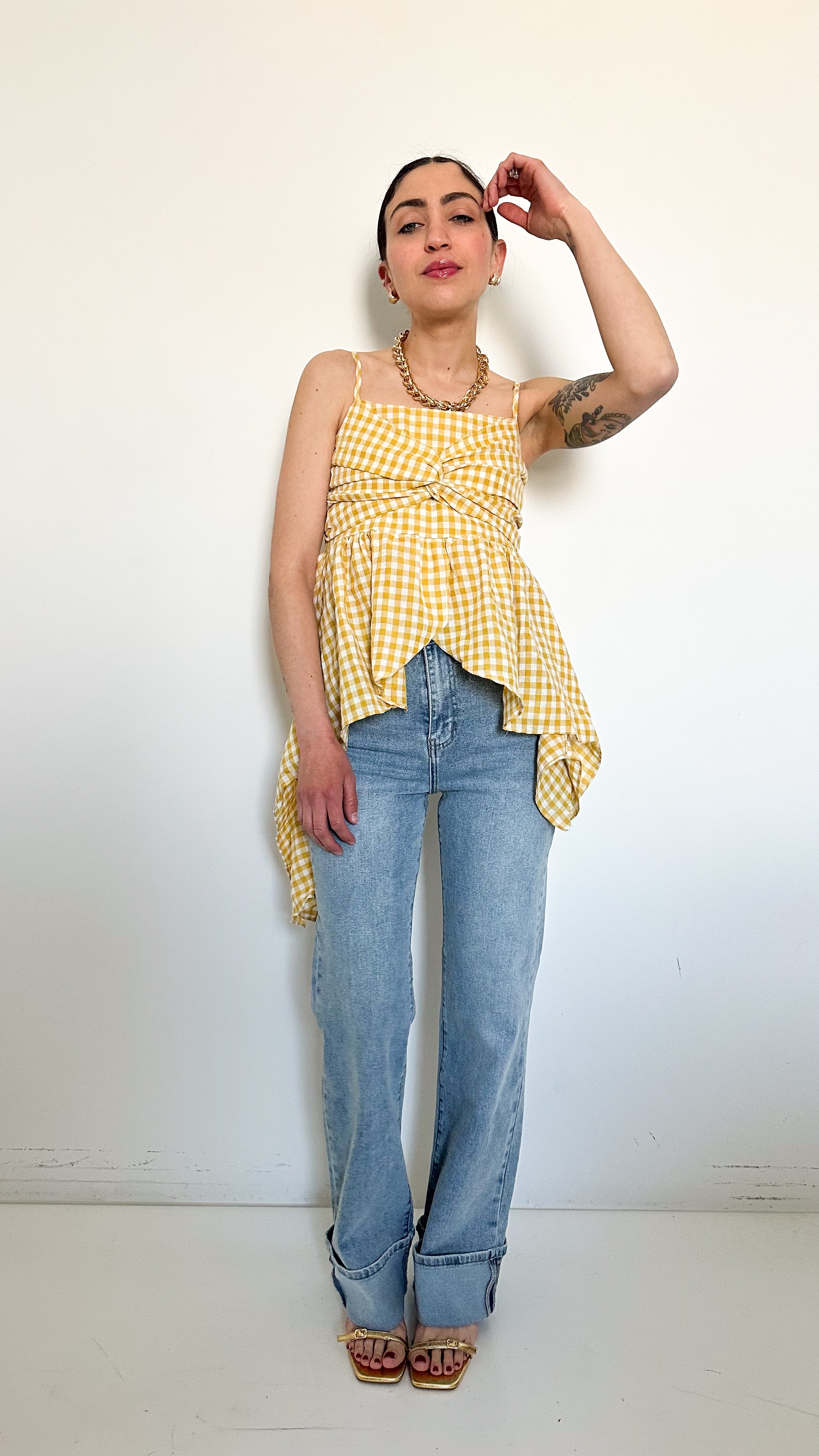 Jeans Con Risvolto Slavato