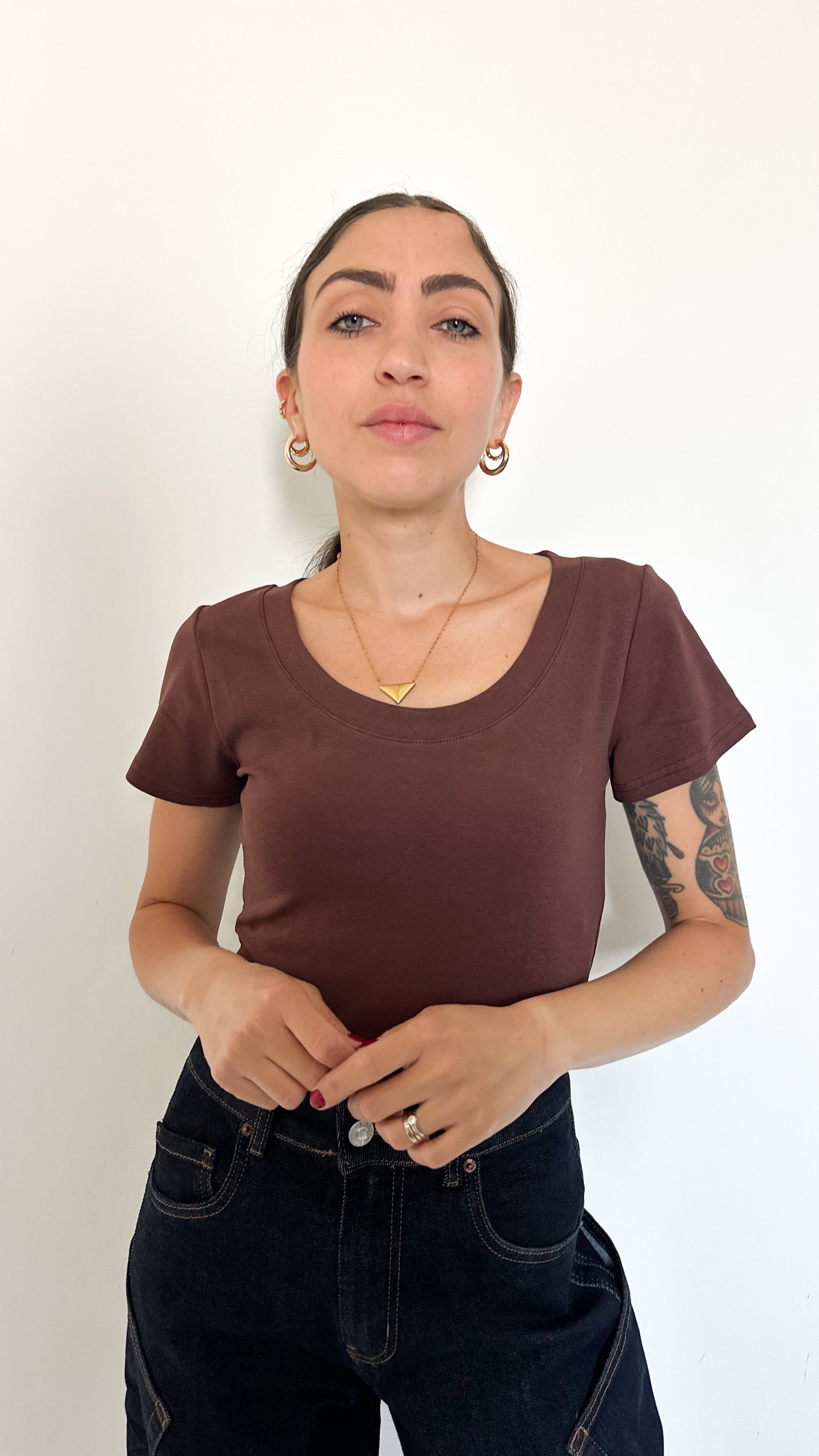 Maglietta Maniche Corte Marrone
