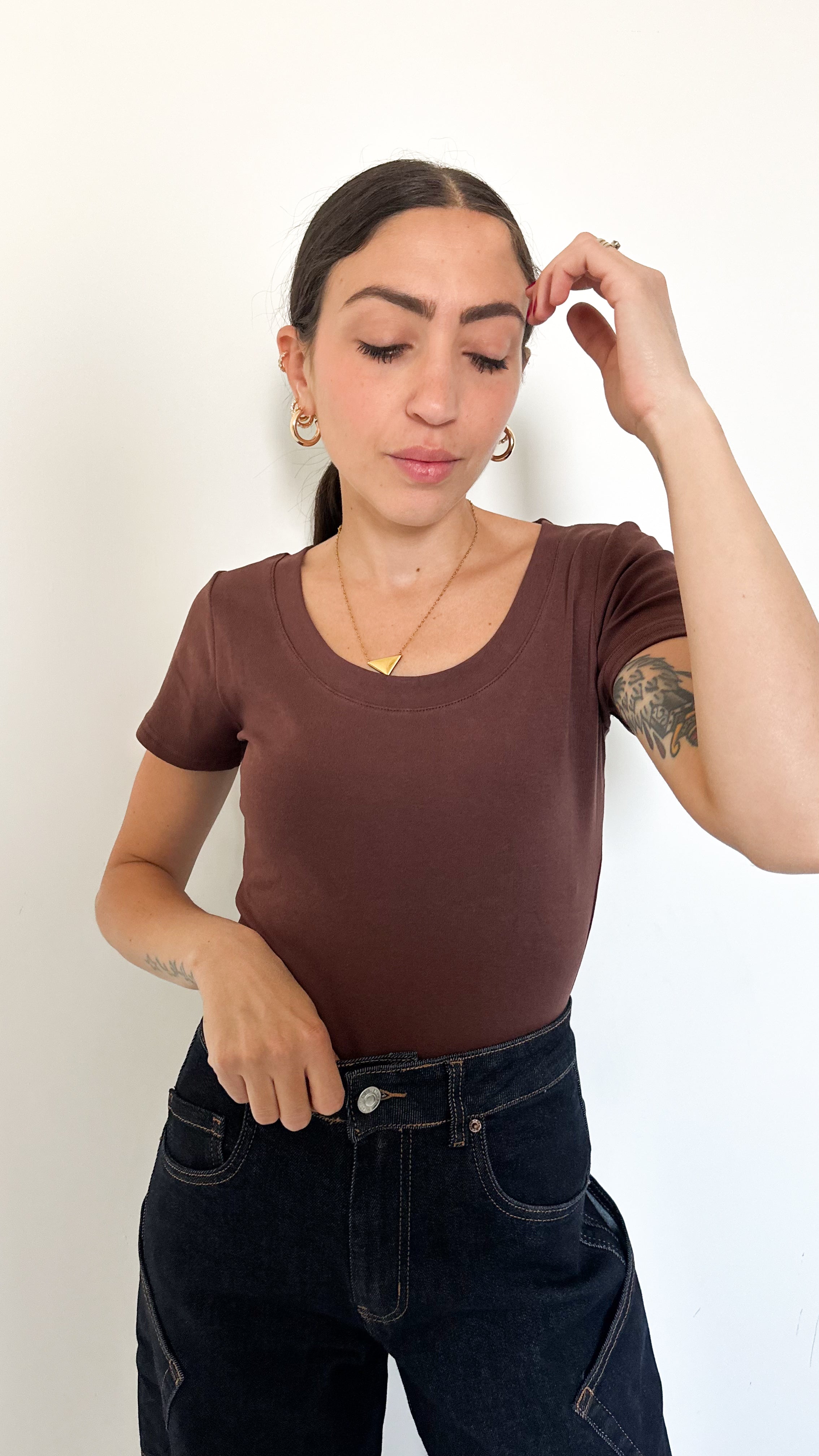 Maglietta Maniche Corte Marrone