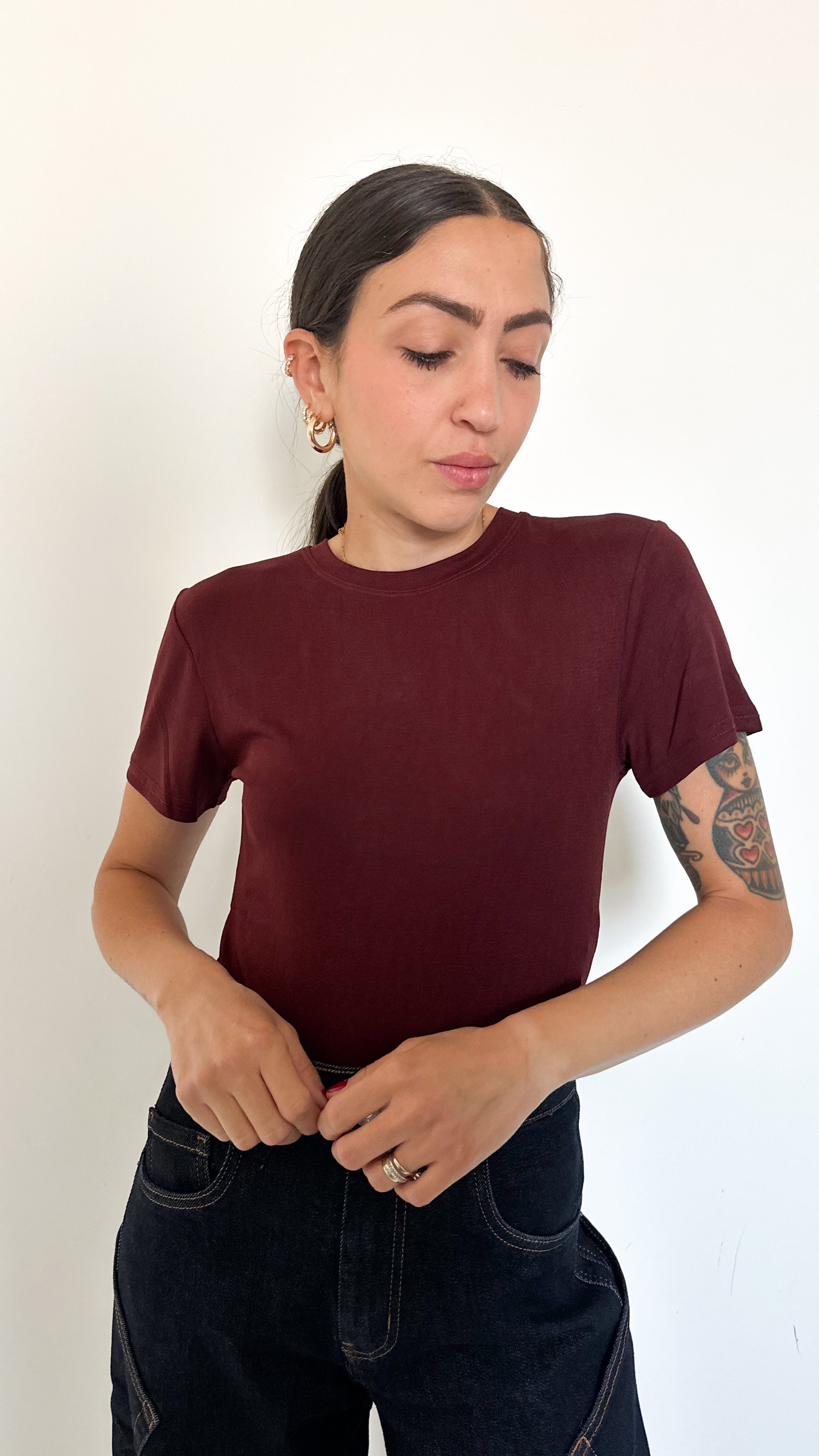 Body Mezza Manica Bordeaux