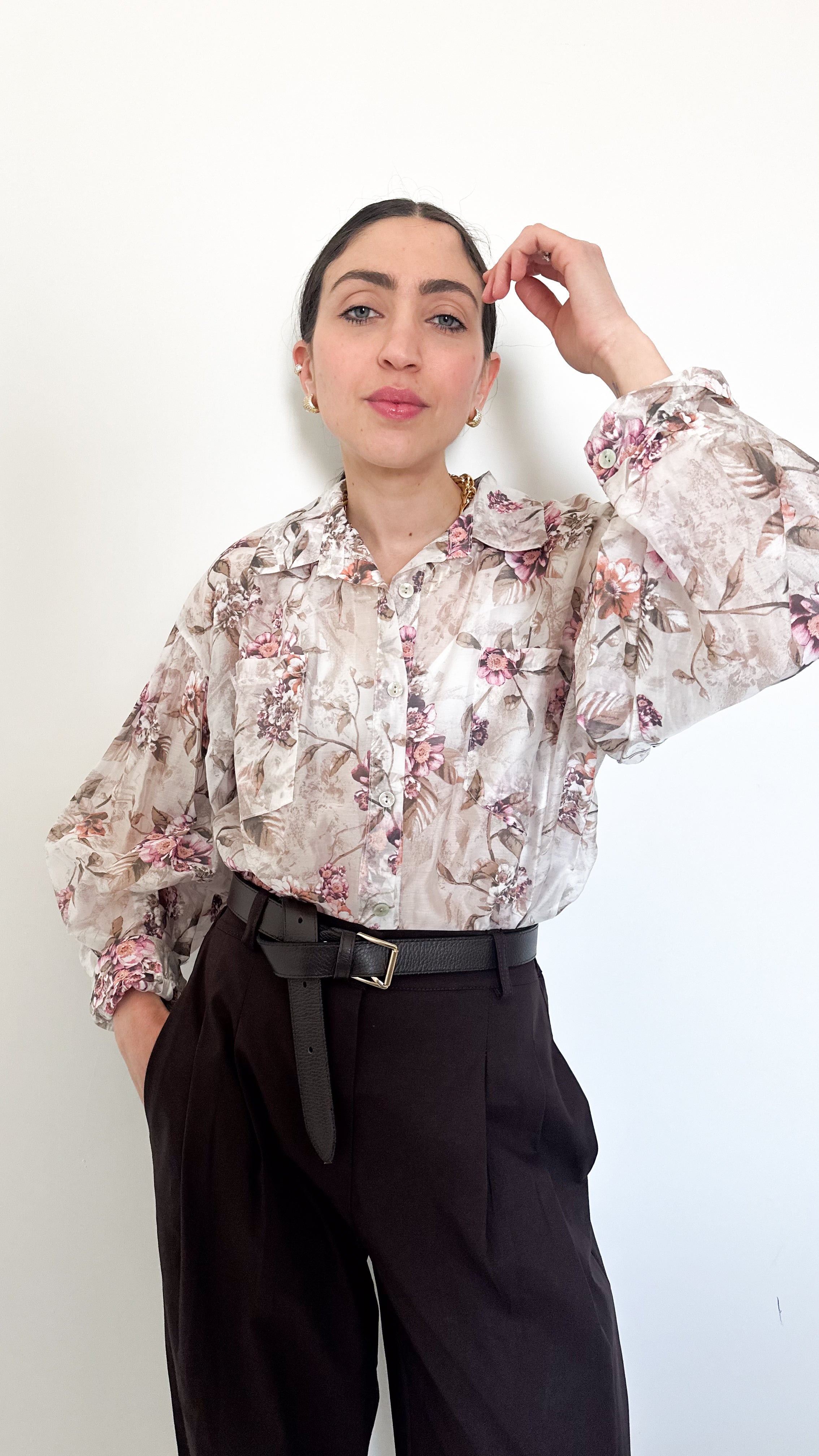 Camicia A Fiori Bianca