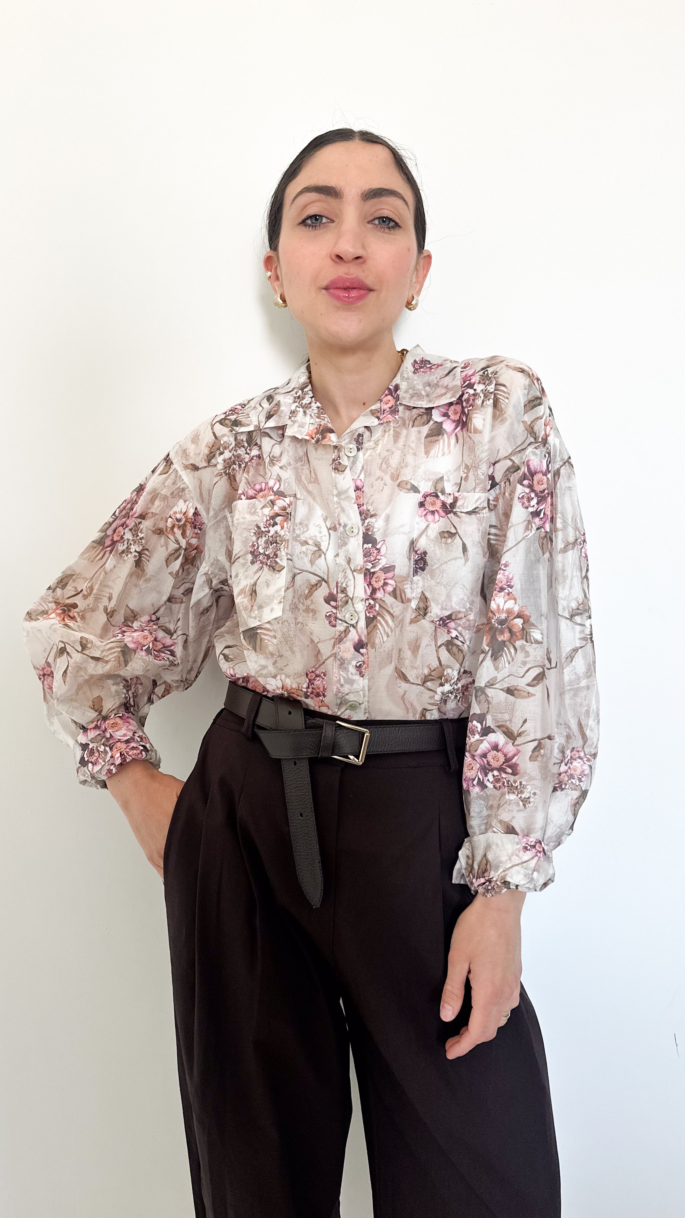 Camicia A Fiori Bianca
