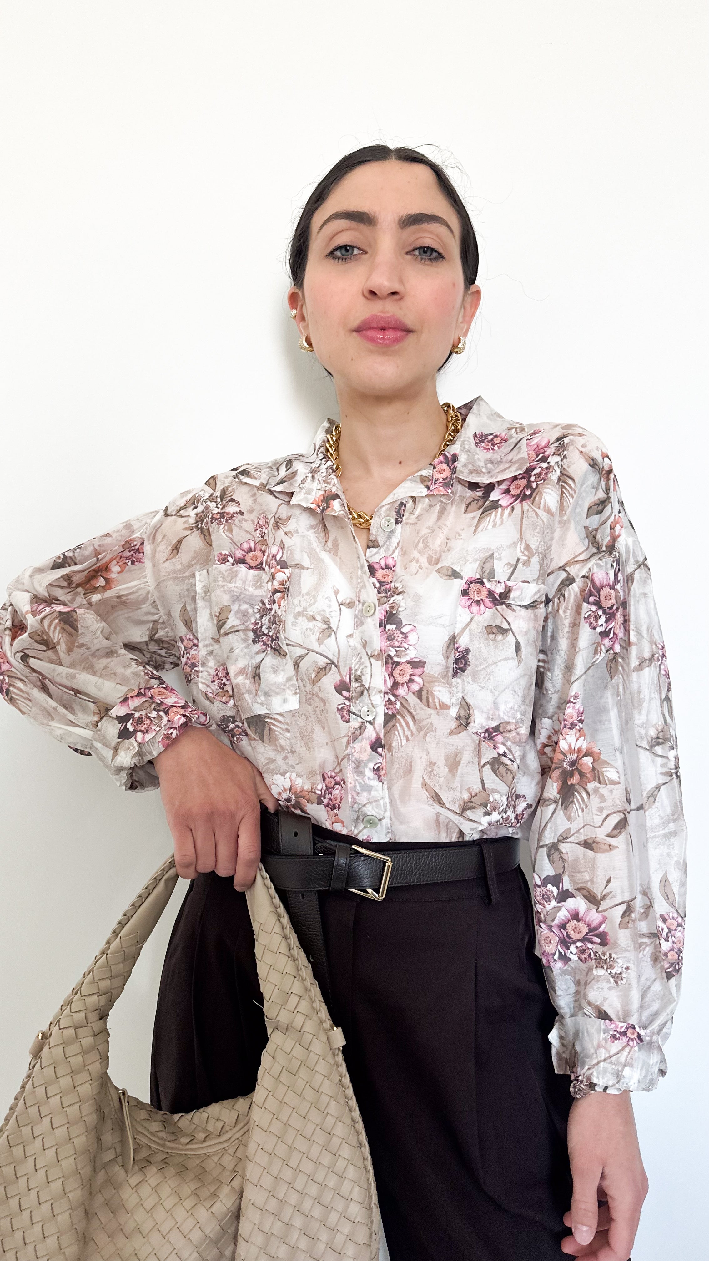 Camicia A Fiori Bianca