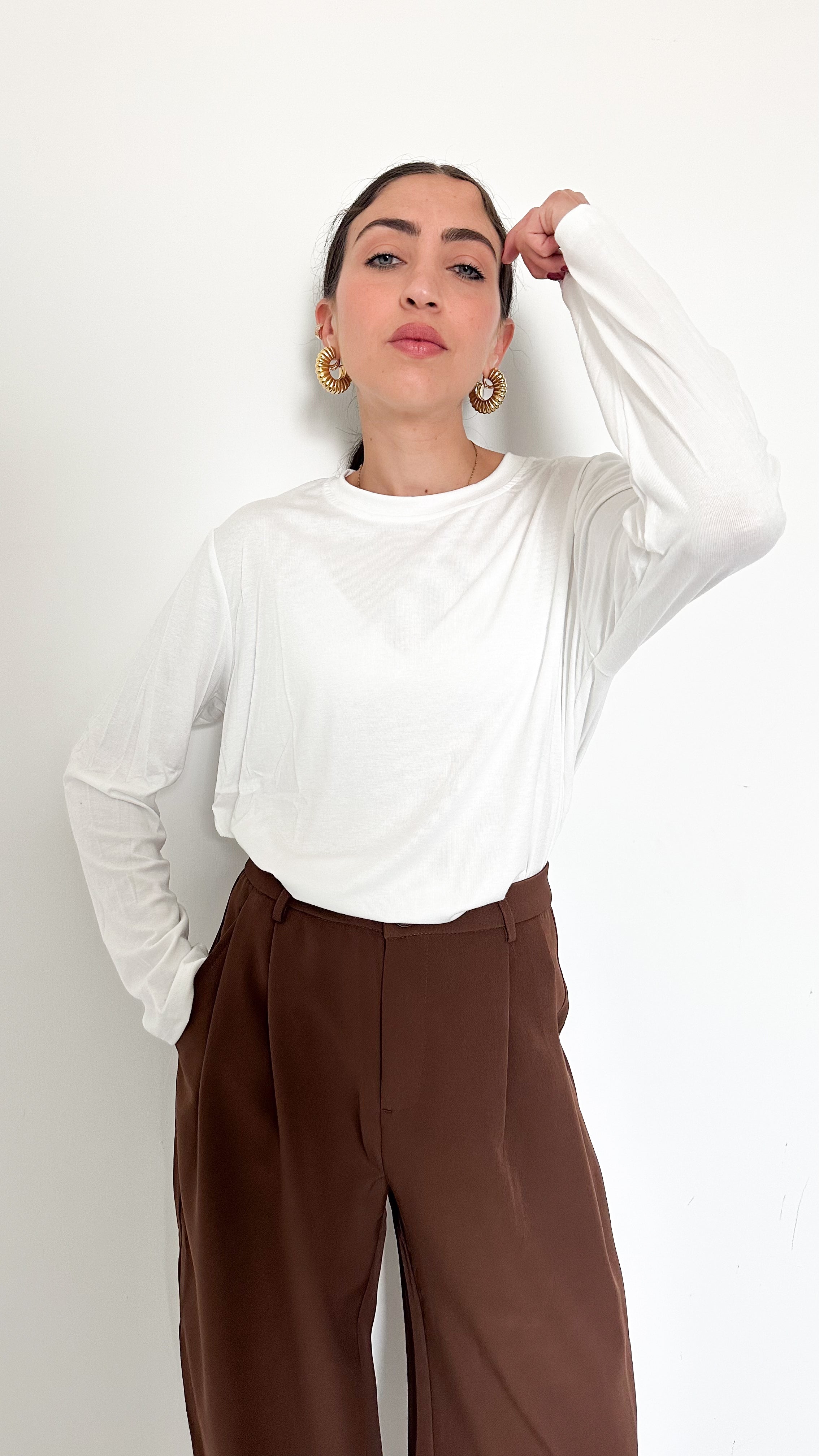 Maglietta Bianca Maniche Lunghe