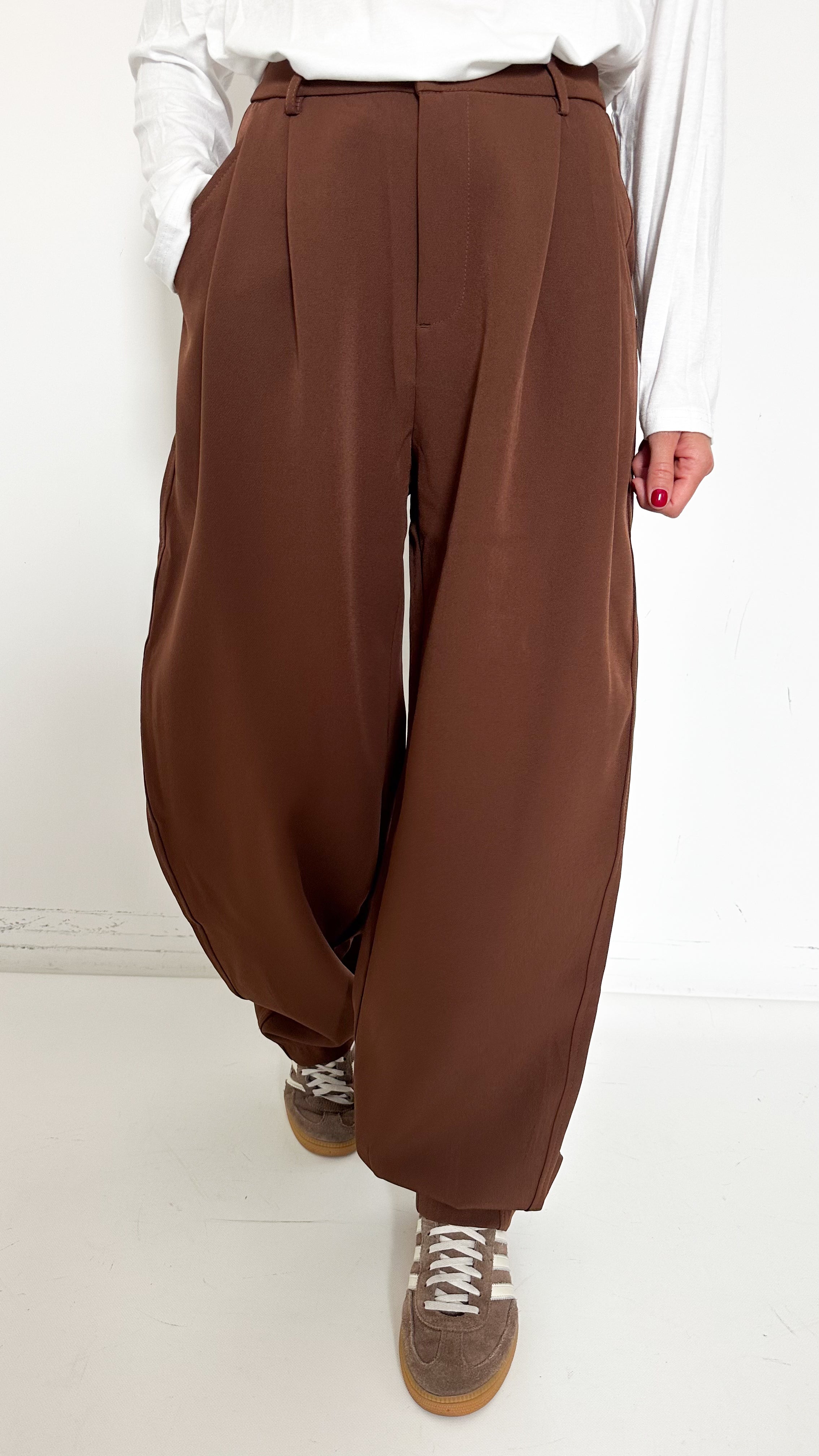 Pantaloni Barrel Marroni