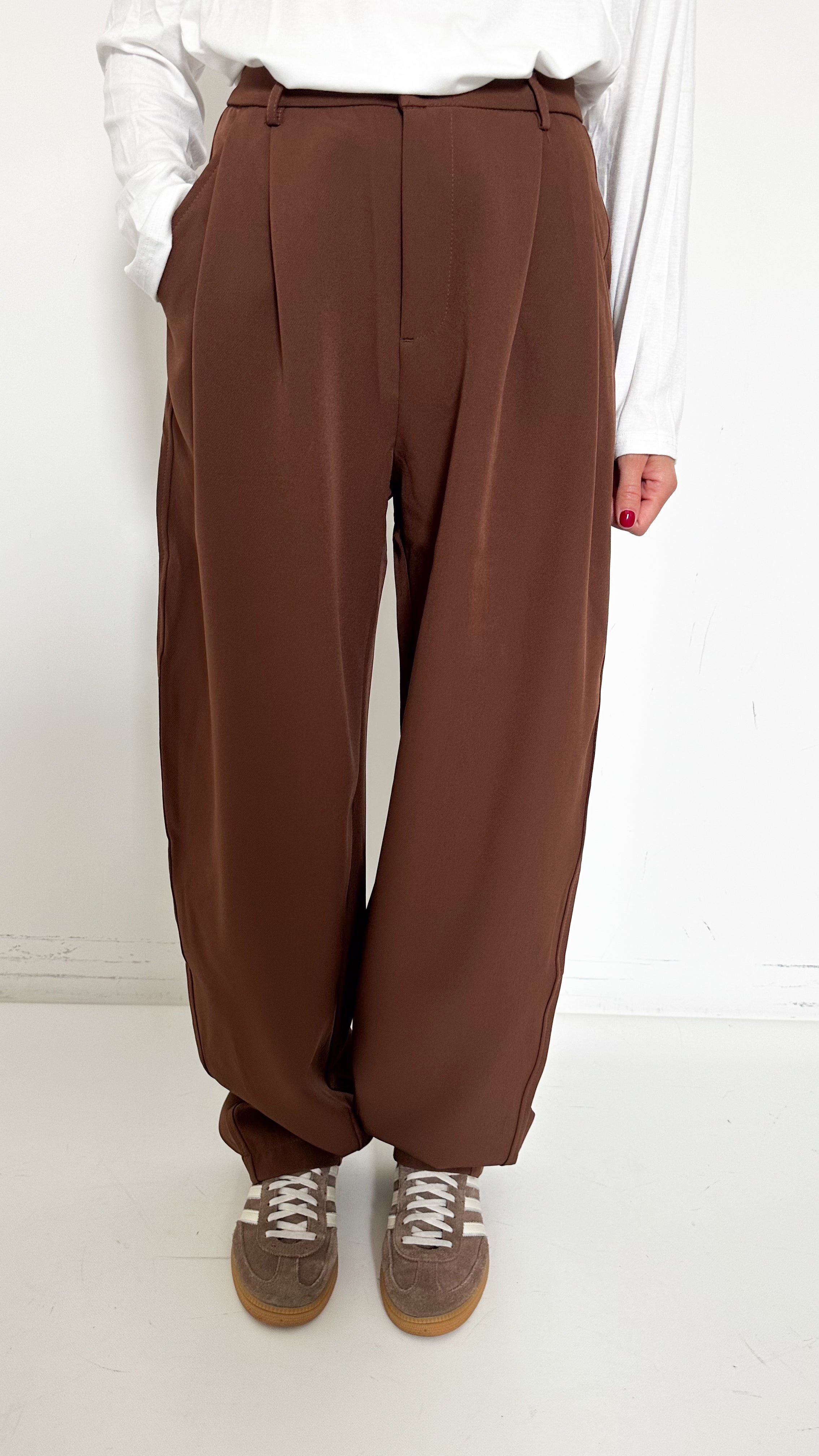 Pantaloni Barrel Marroni