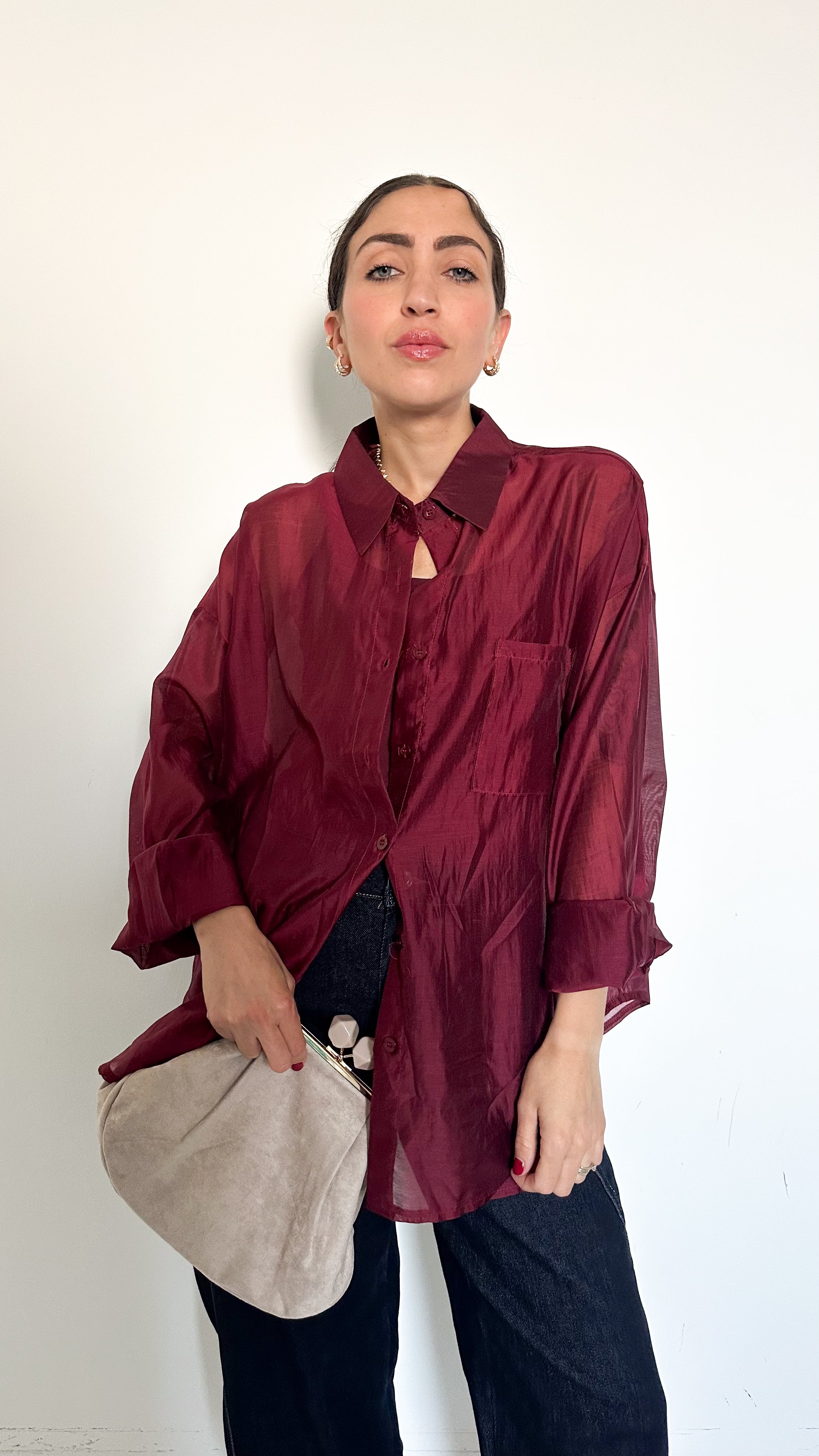 Camicia Velata Borgogna