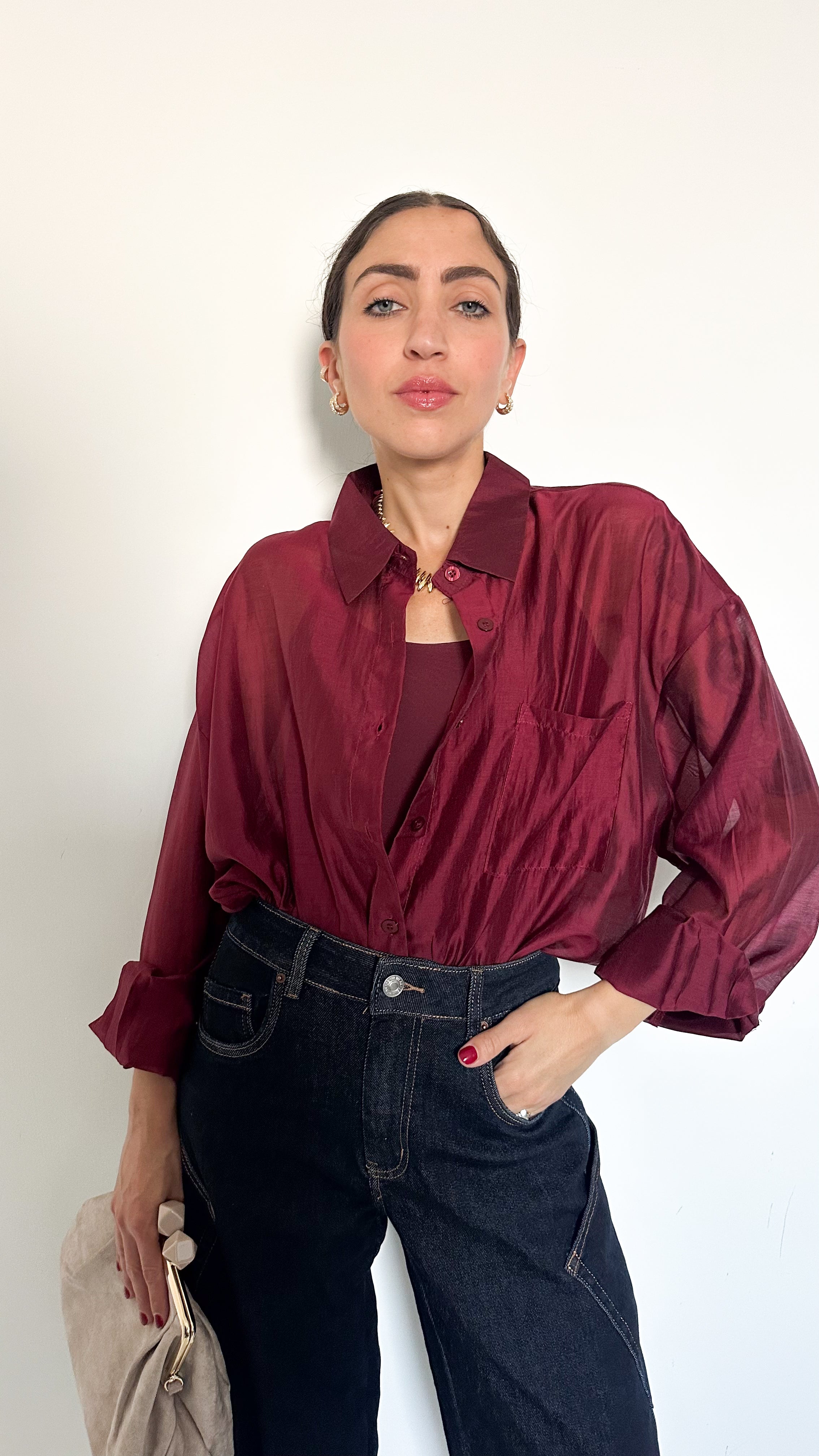 Camicia Velata Borgogna