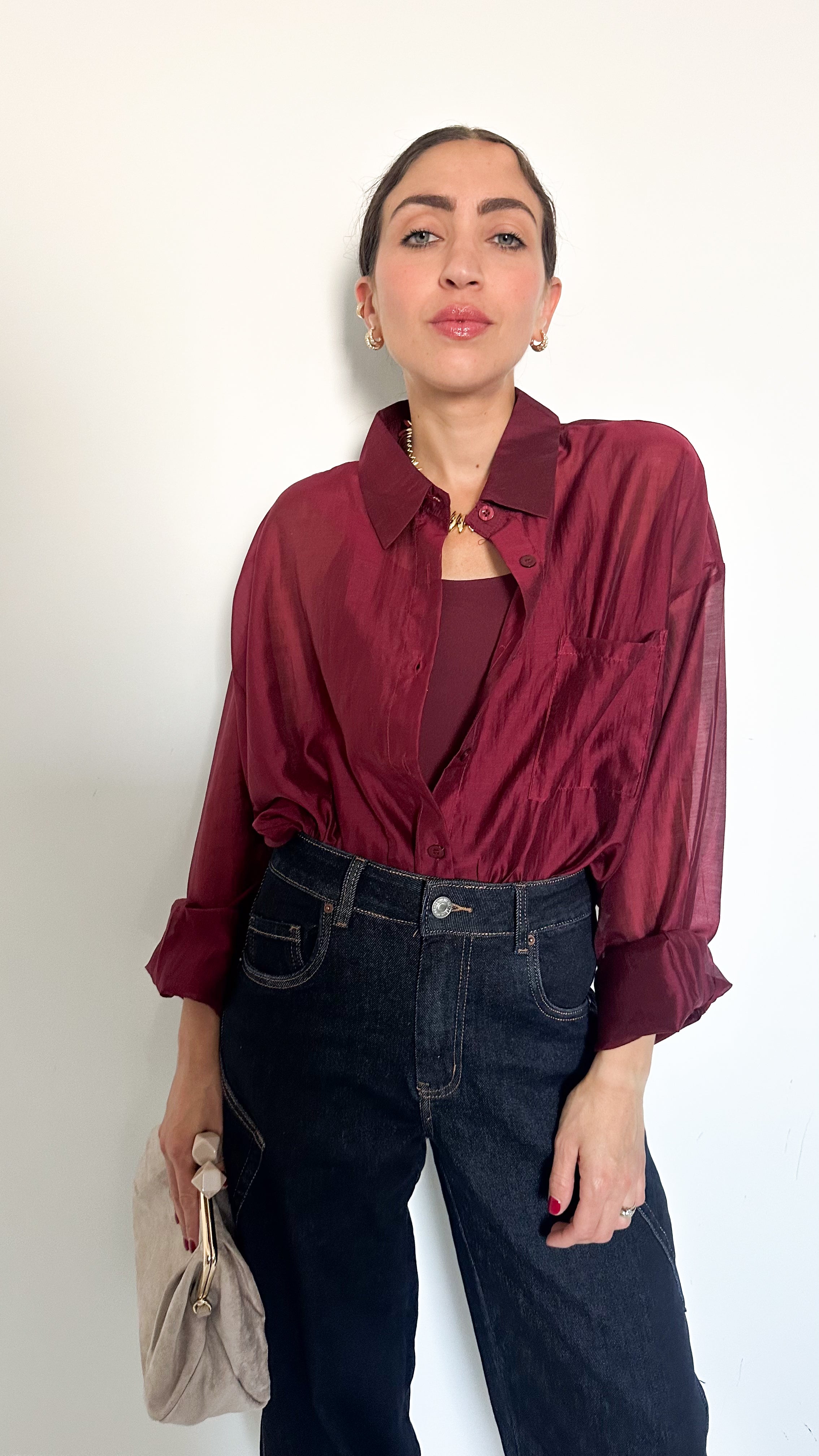 Camicia Velata Borgogna