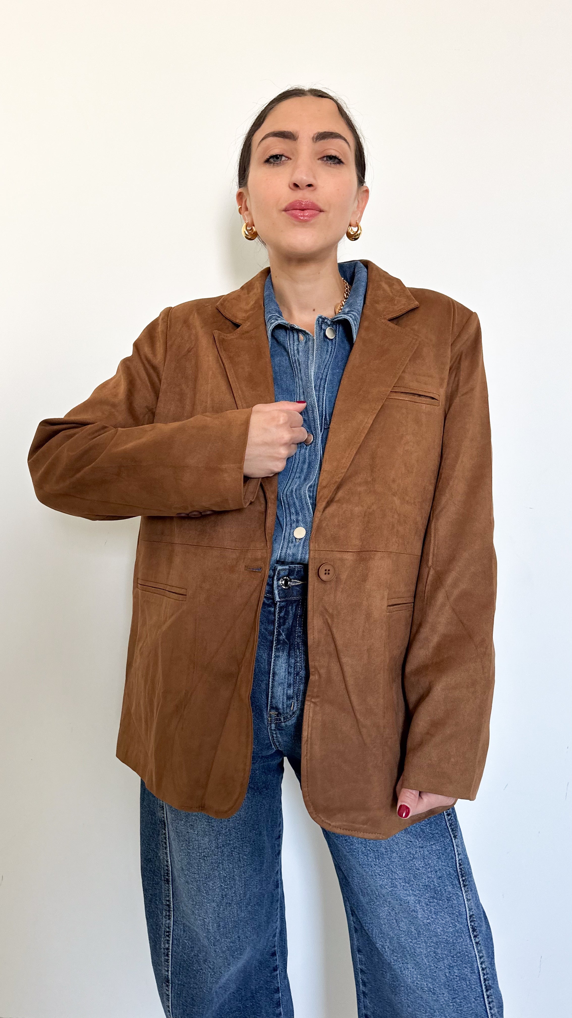 Blazer Monopetto Effetto Scamosciato