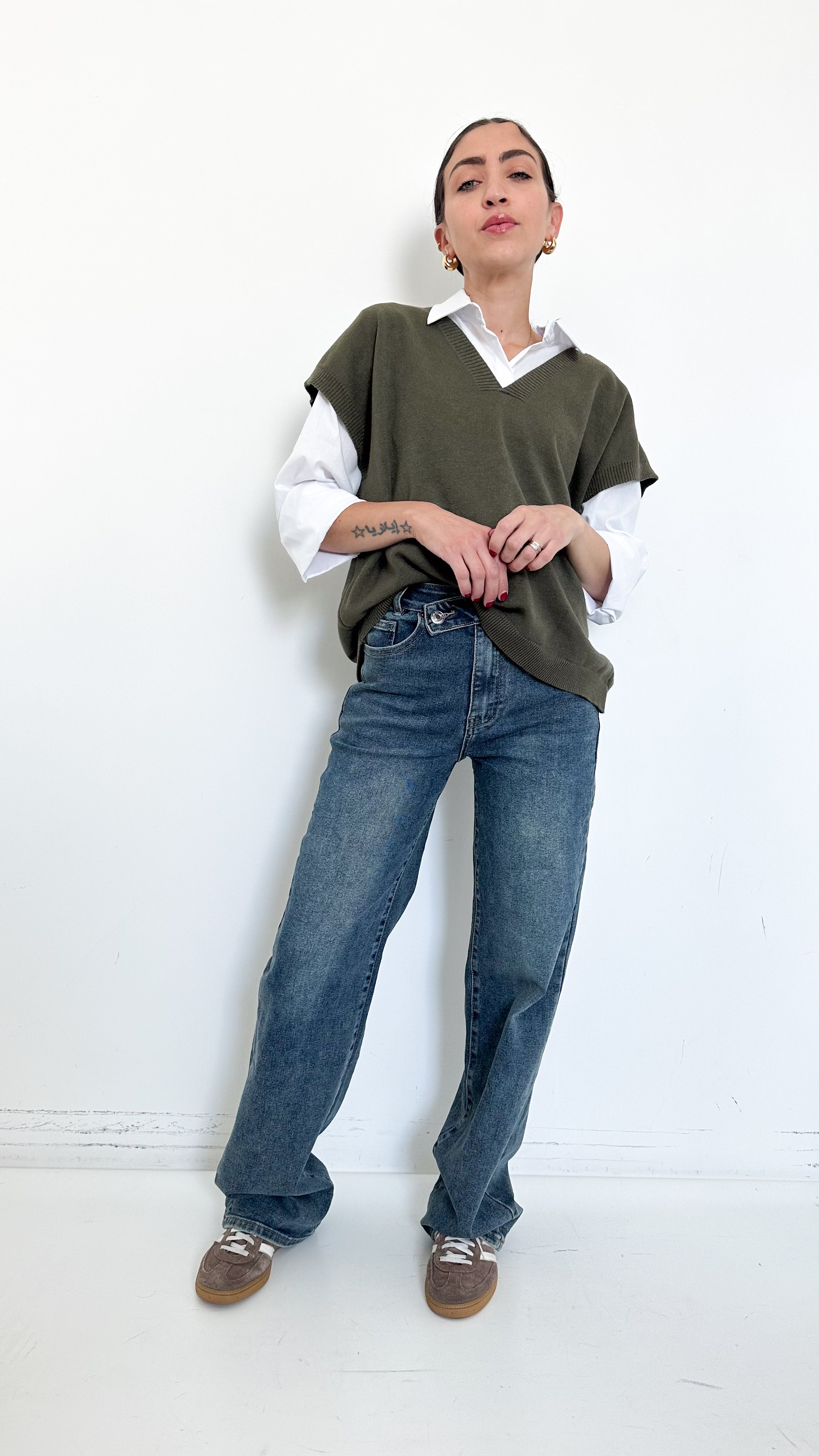Gilet Verde Scollo A Punta
