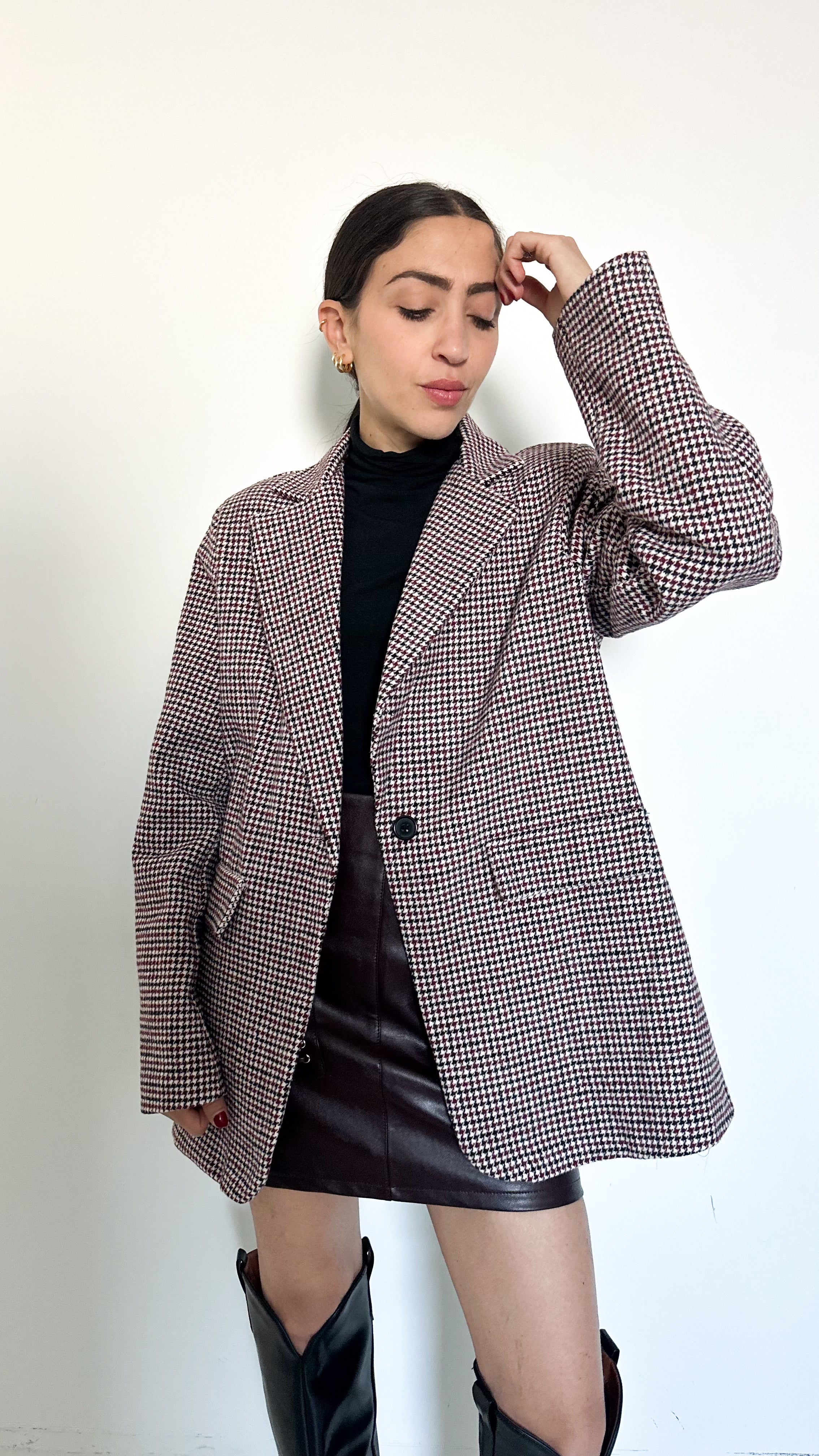 Blazer Pied de Poule Borgogna
