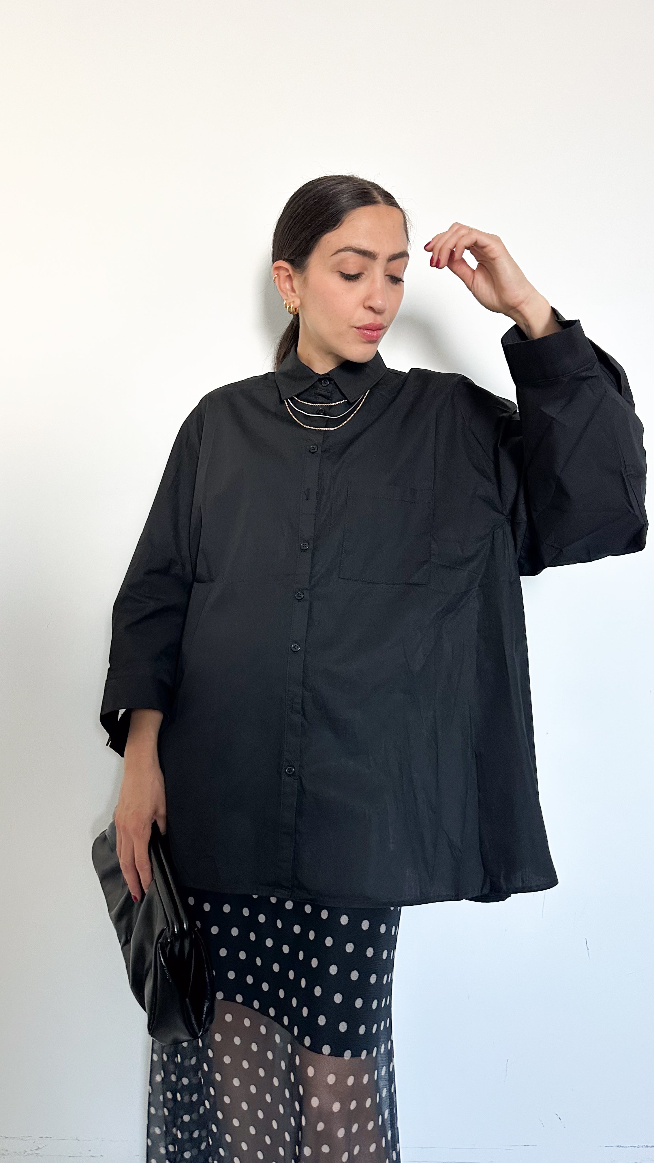Camicia Nera Over Manica Raglan