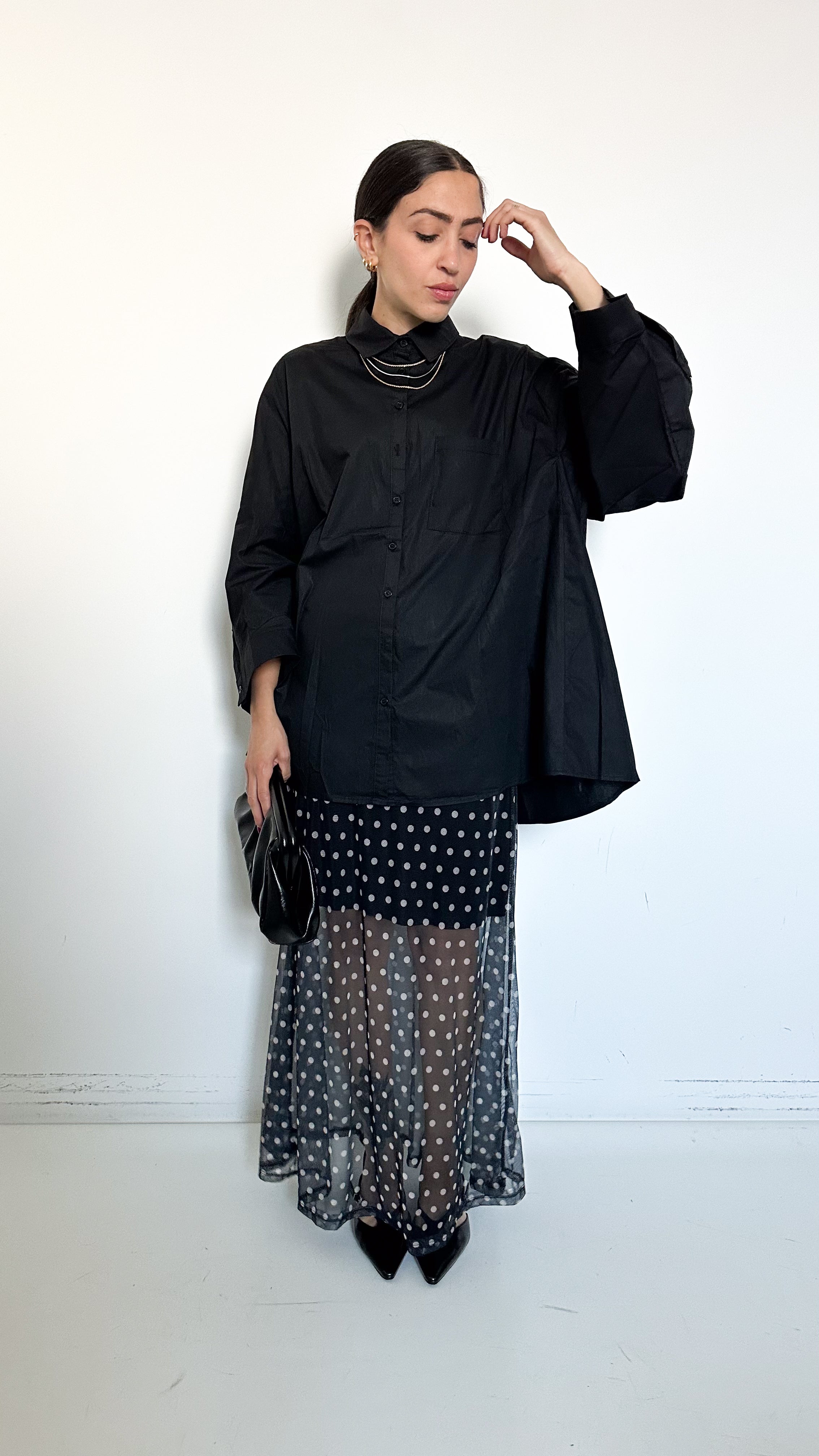 Camicia Nera Over Manica Raglan