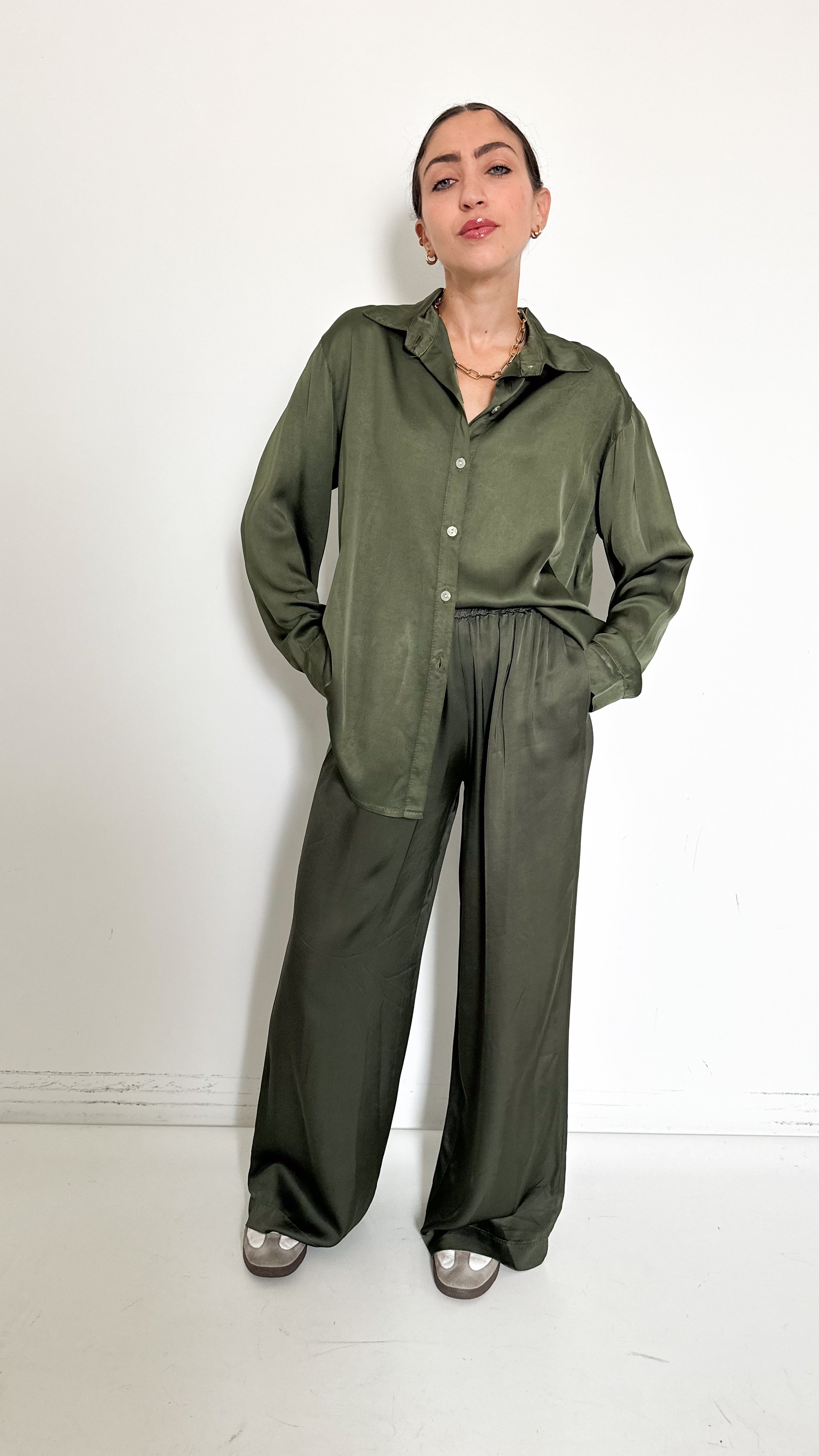 Coordinato In Satin Verde