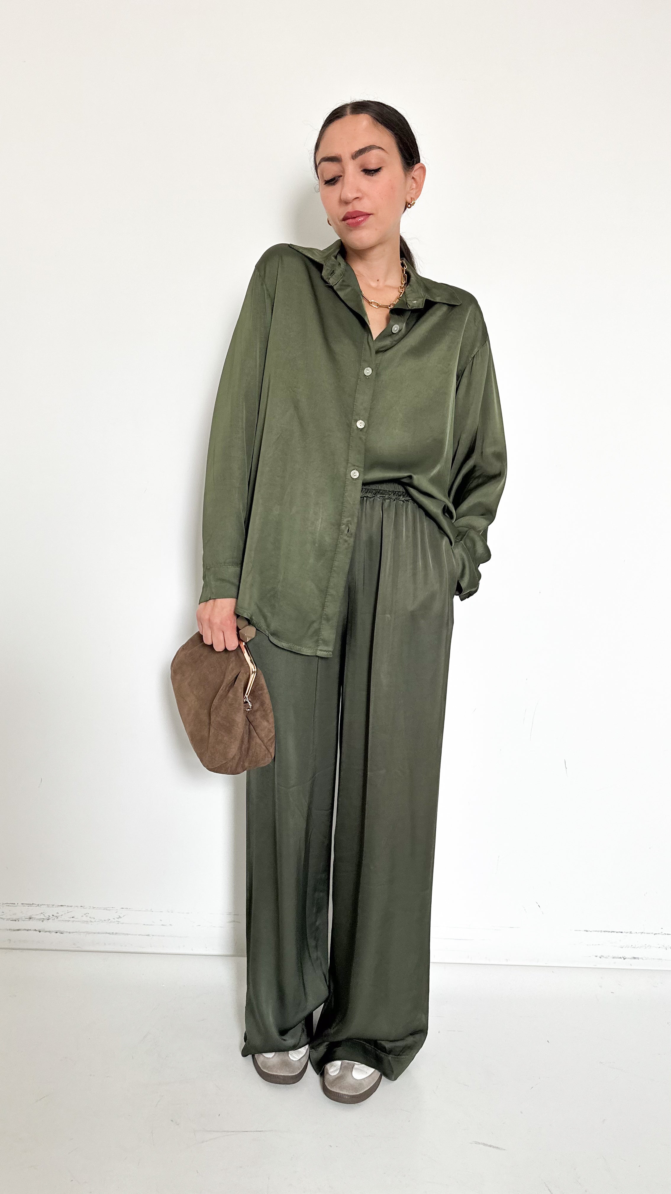 Coordinato In Satin Verde