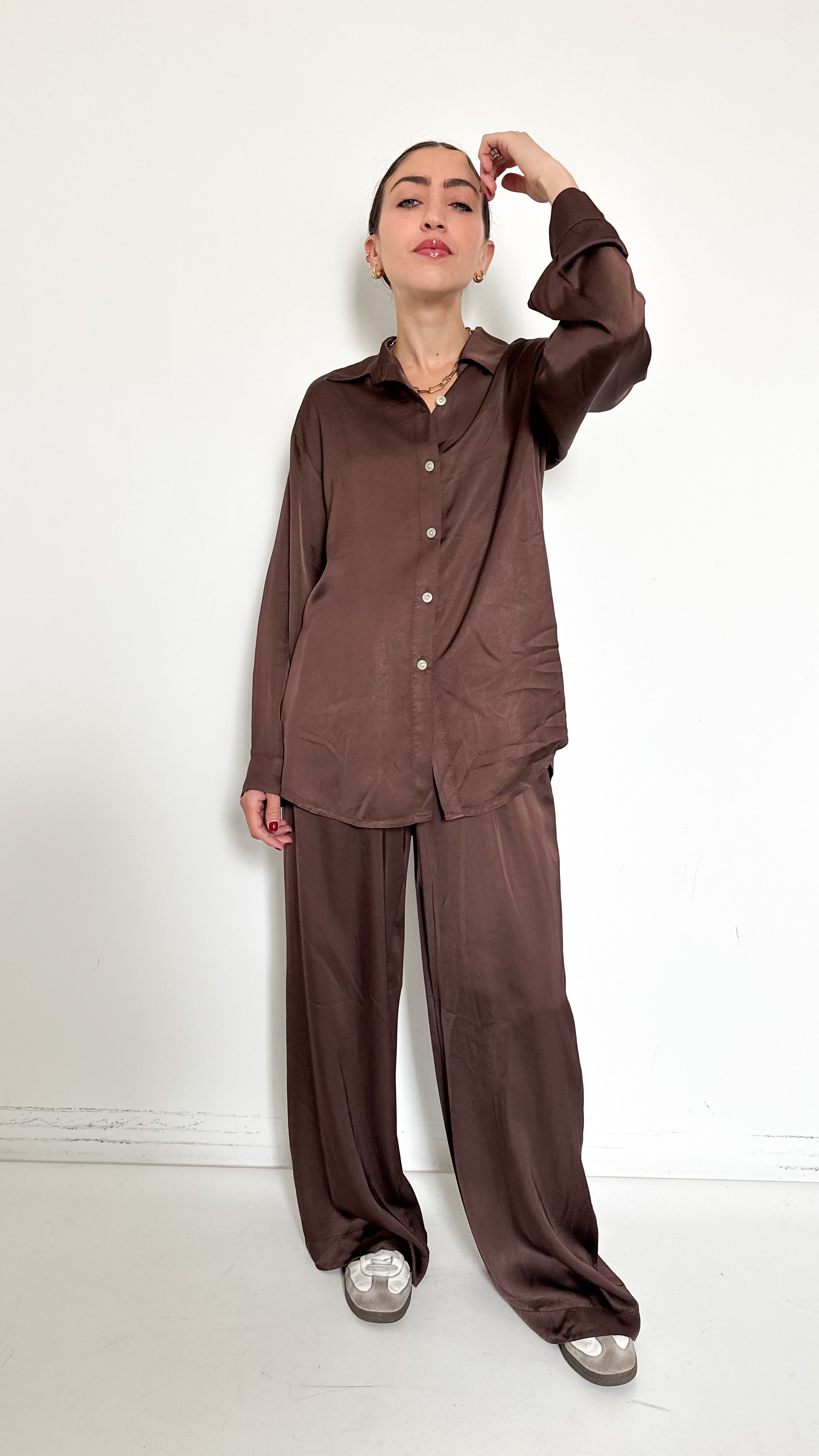 Coordinato In Satin Marrone