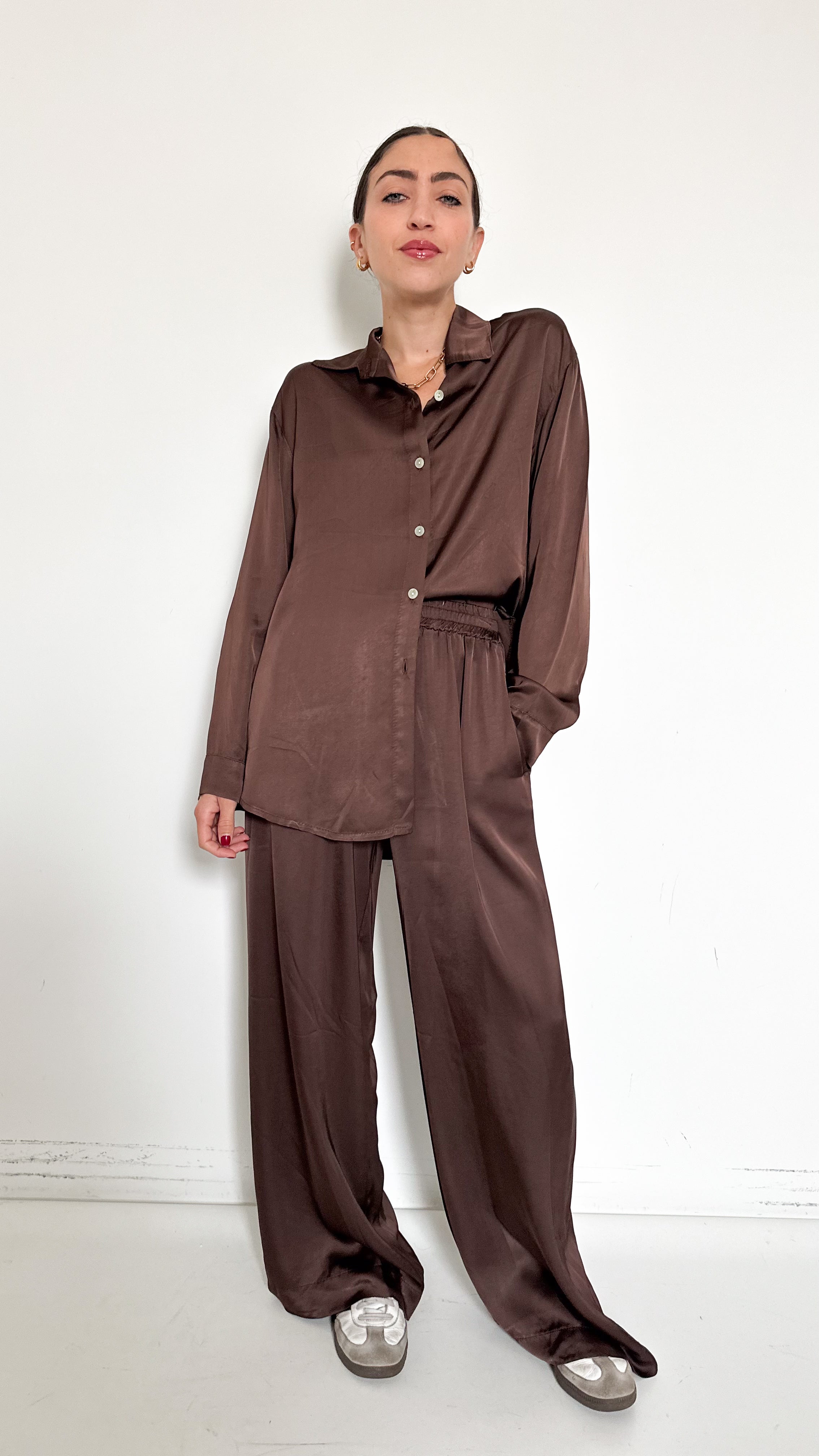 Coordinato In Satin Marrone