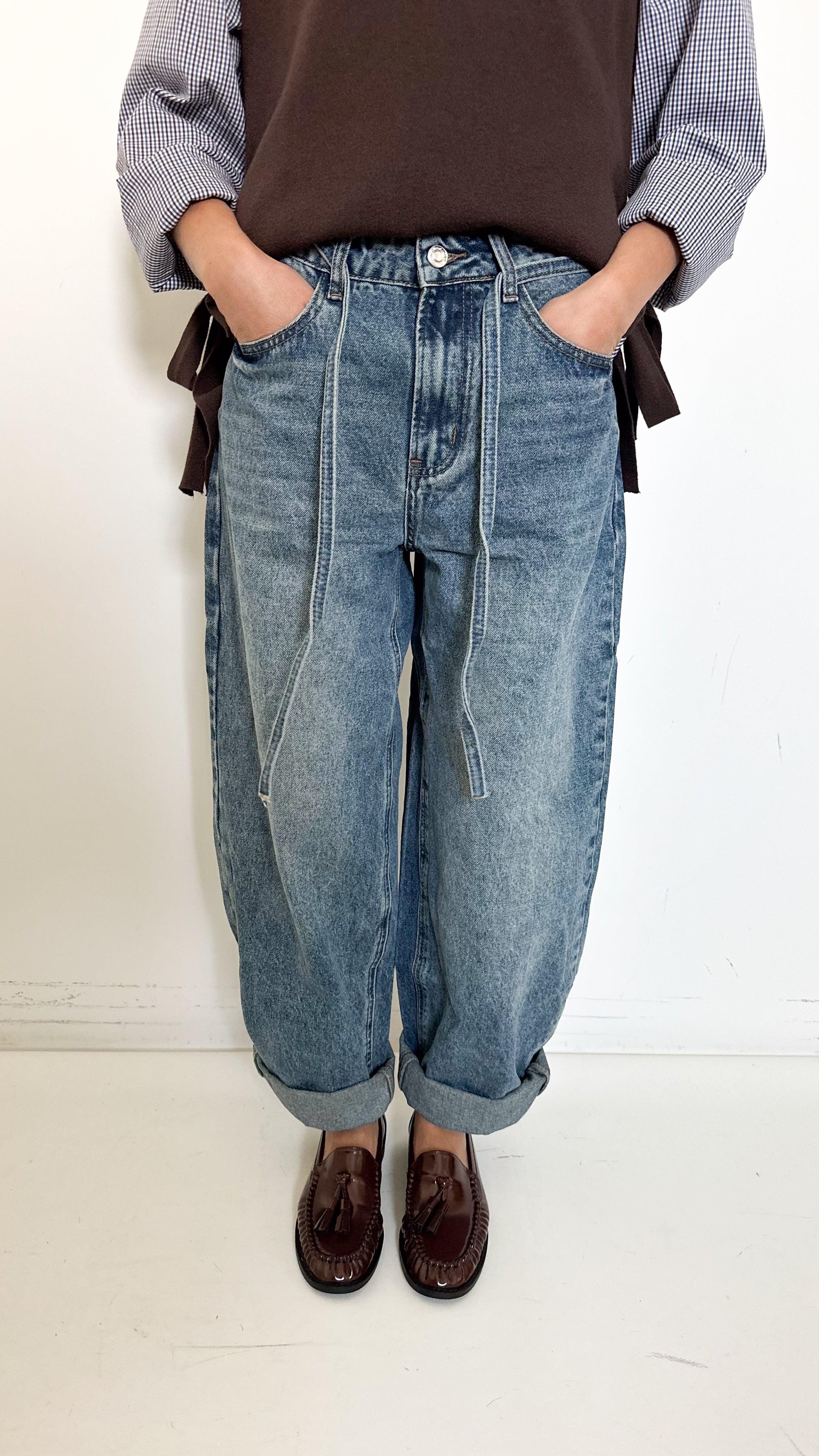 Jeans Mom Fit Con Lacci