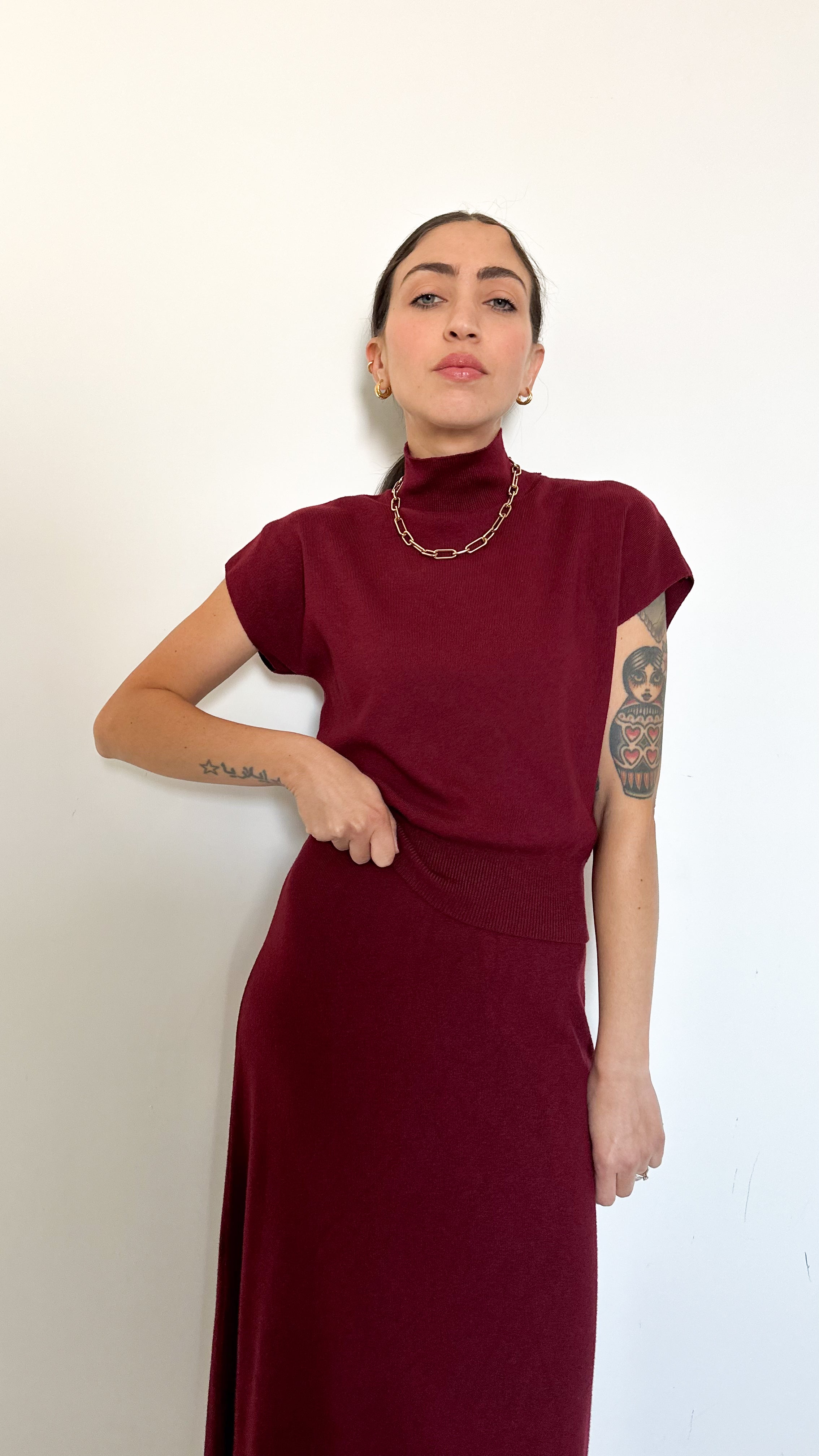 Coordinato Bordeaux Con Gonna