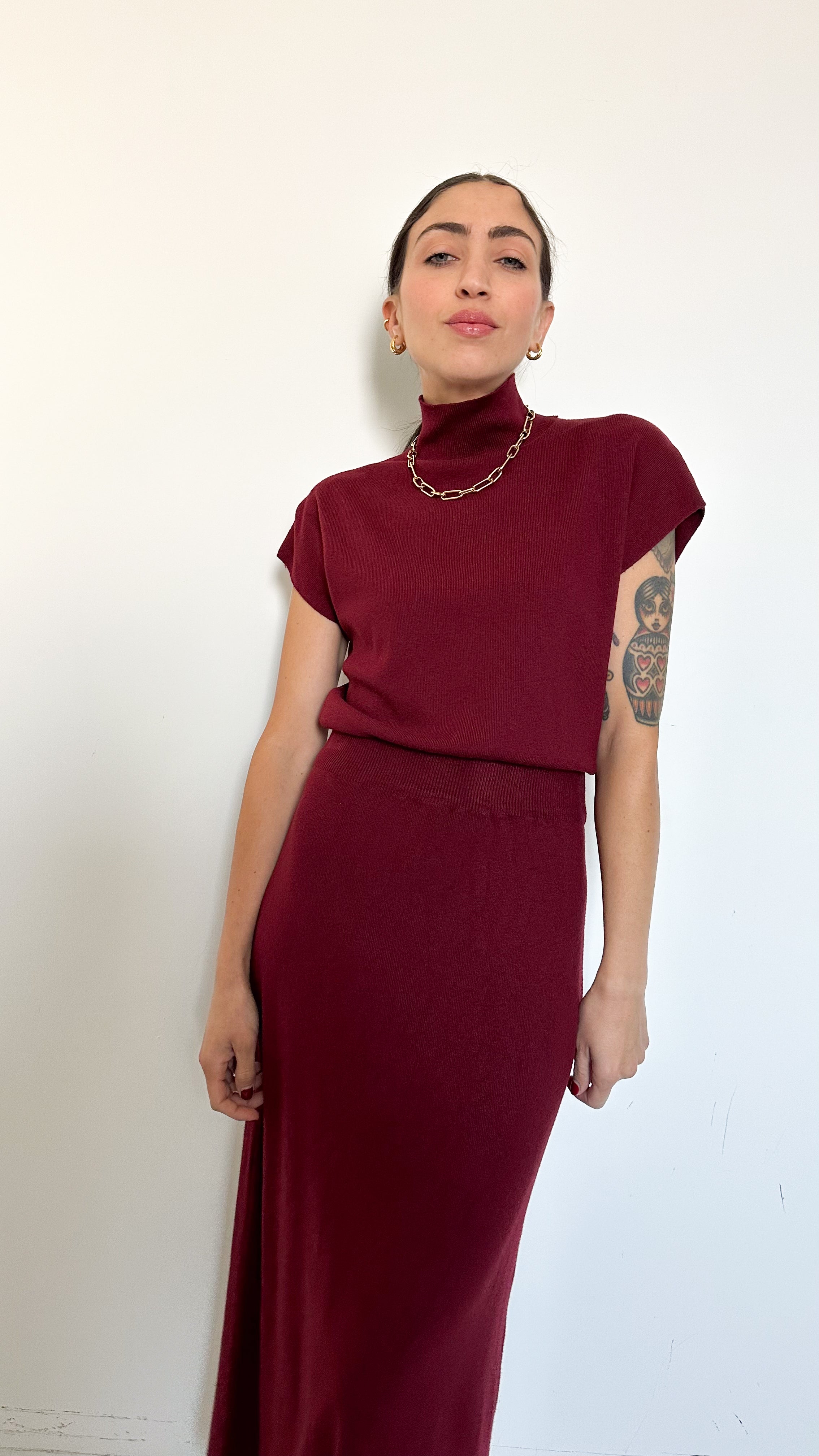 Coordinato Bordeaux Con Gonna