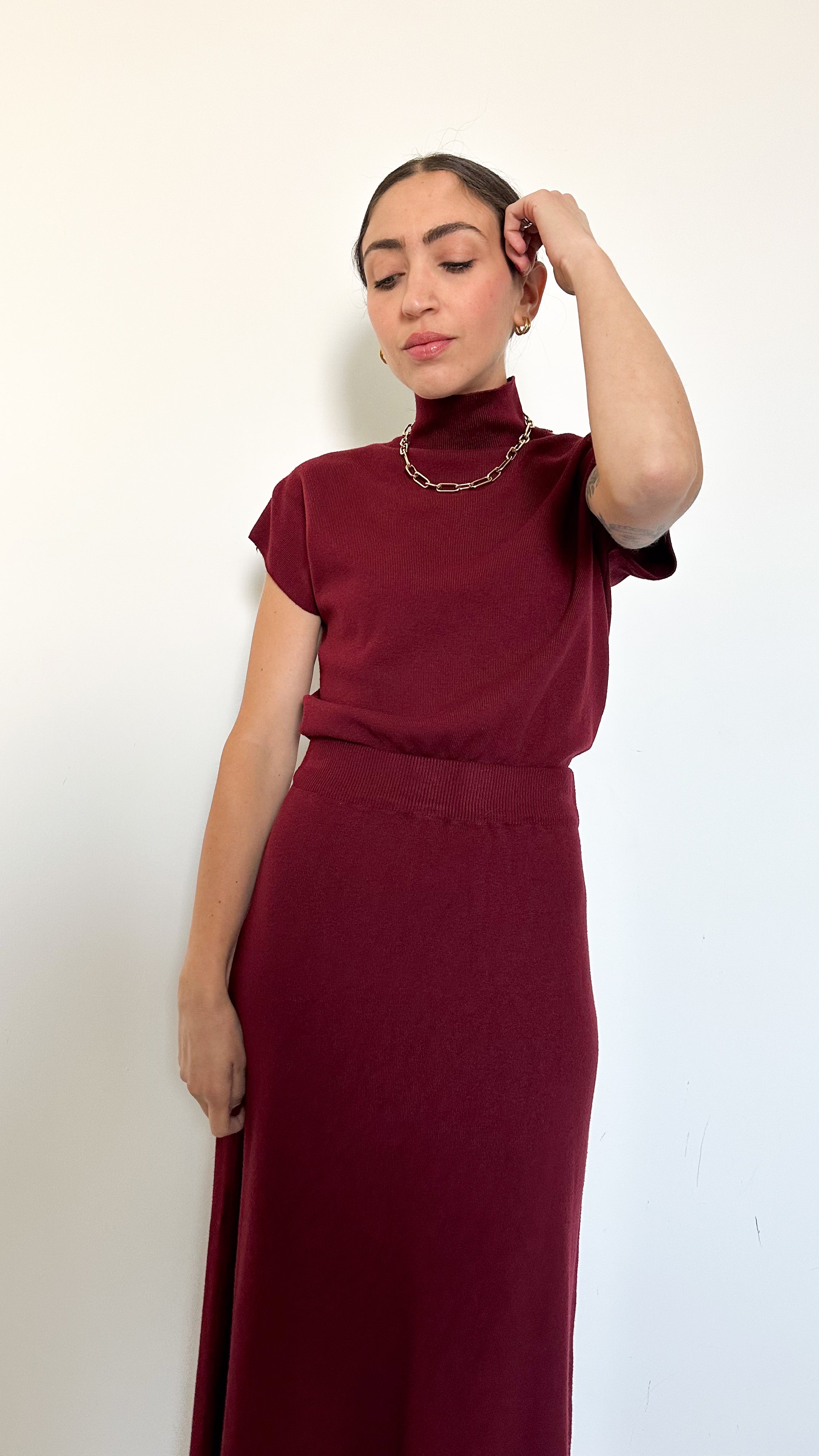 Coordinato Bordeaux Con Gonna