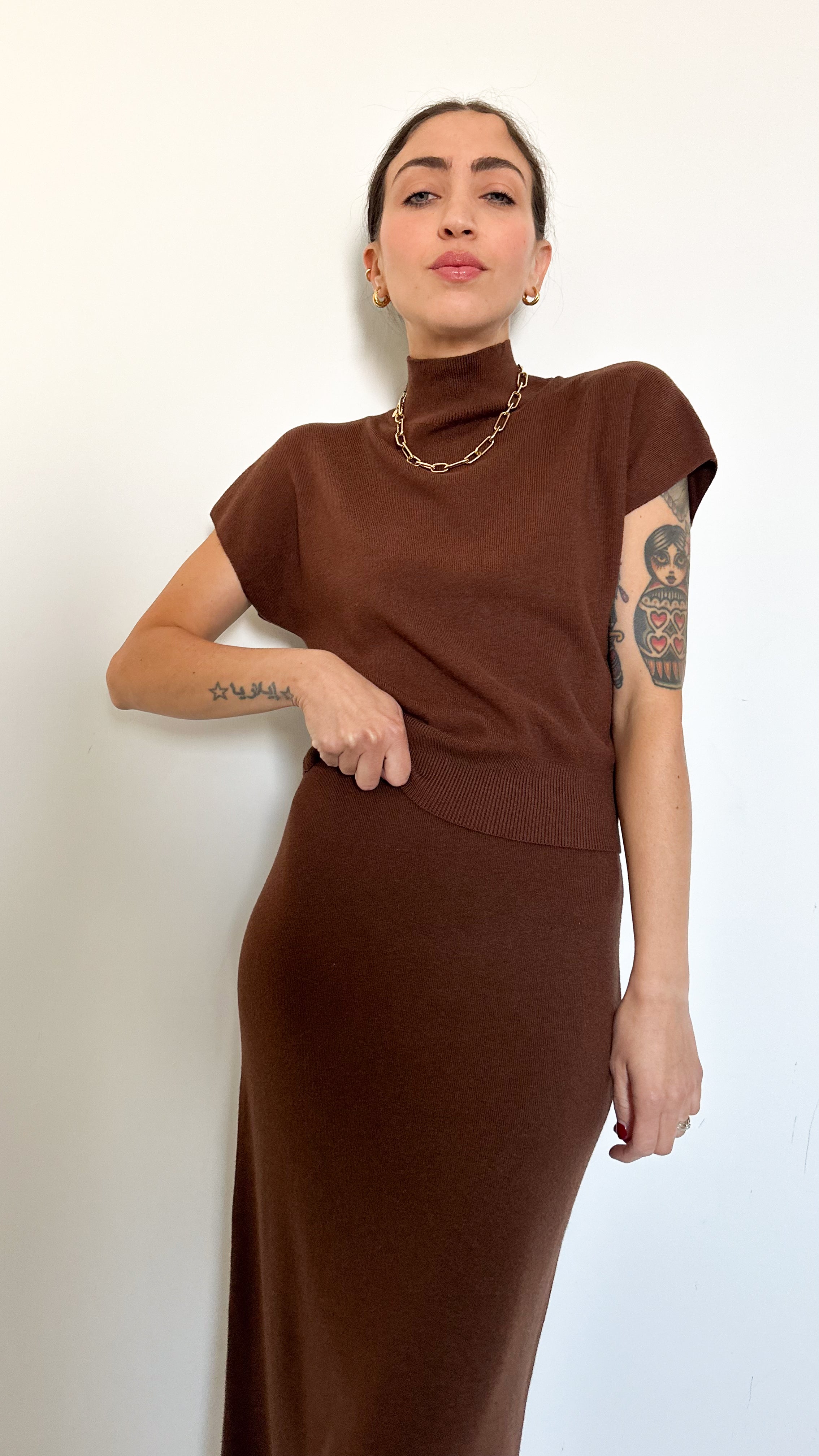 Coordinato Marrone Con Gonna