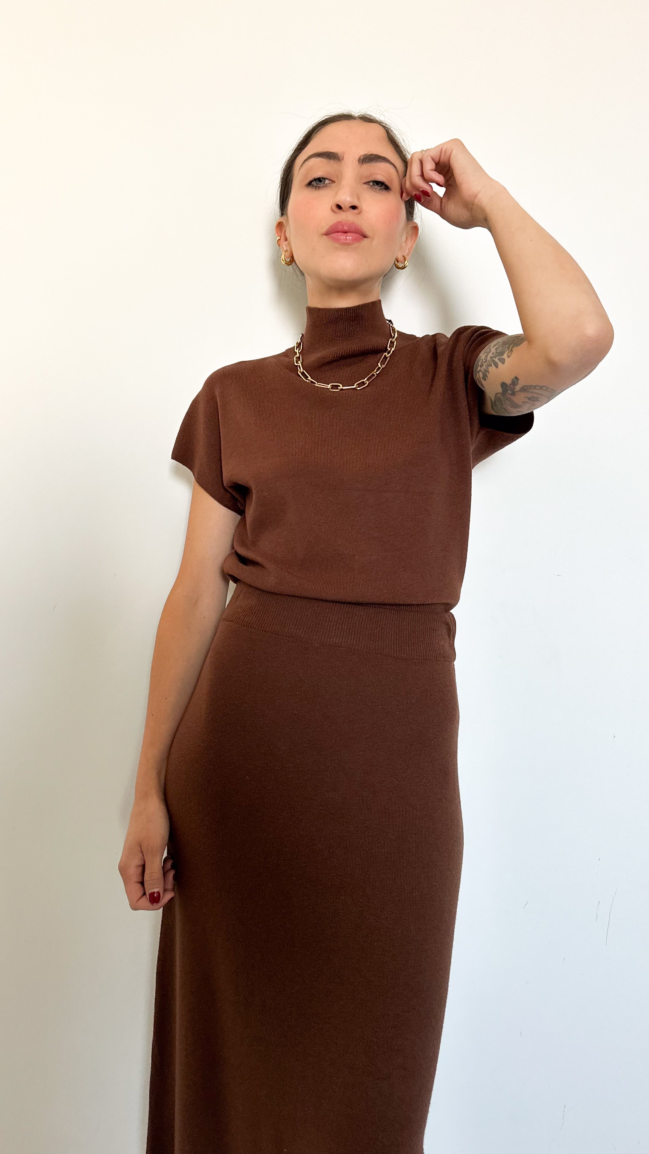 Coordinato Marrone Con Gonna