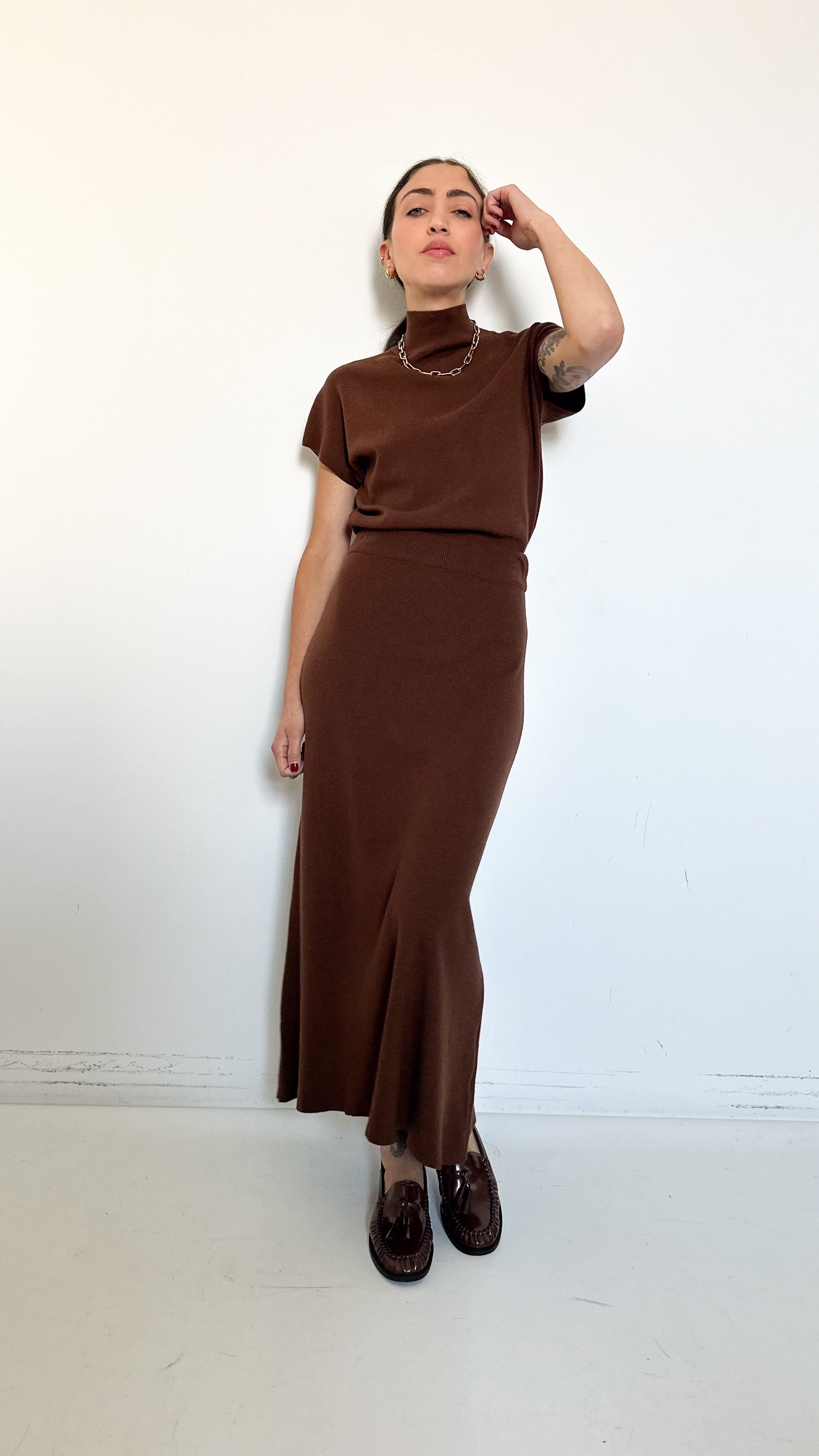 Coordinato Marrone Con Gonna