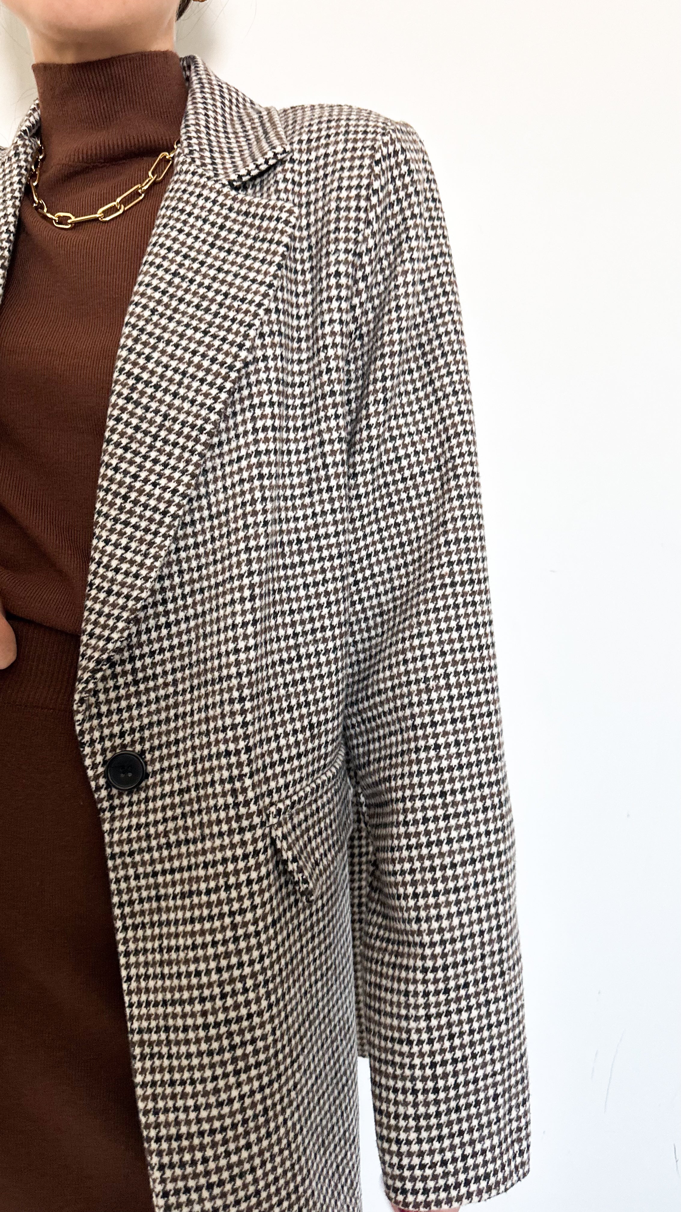 Blazer Pied de Poule Marrone