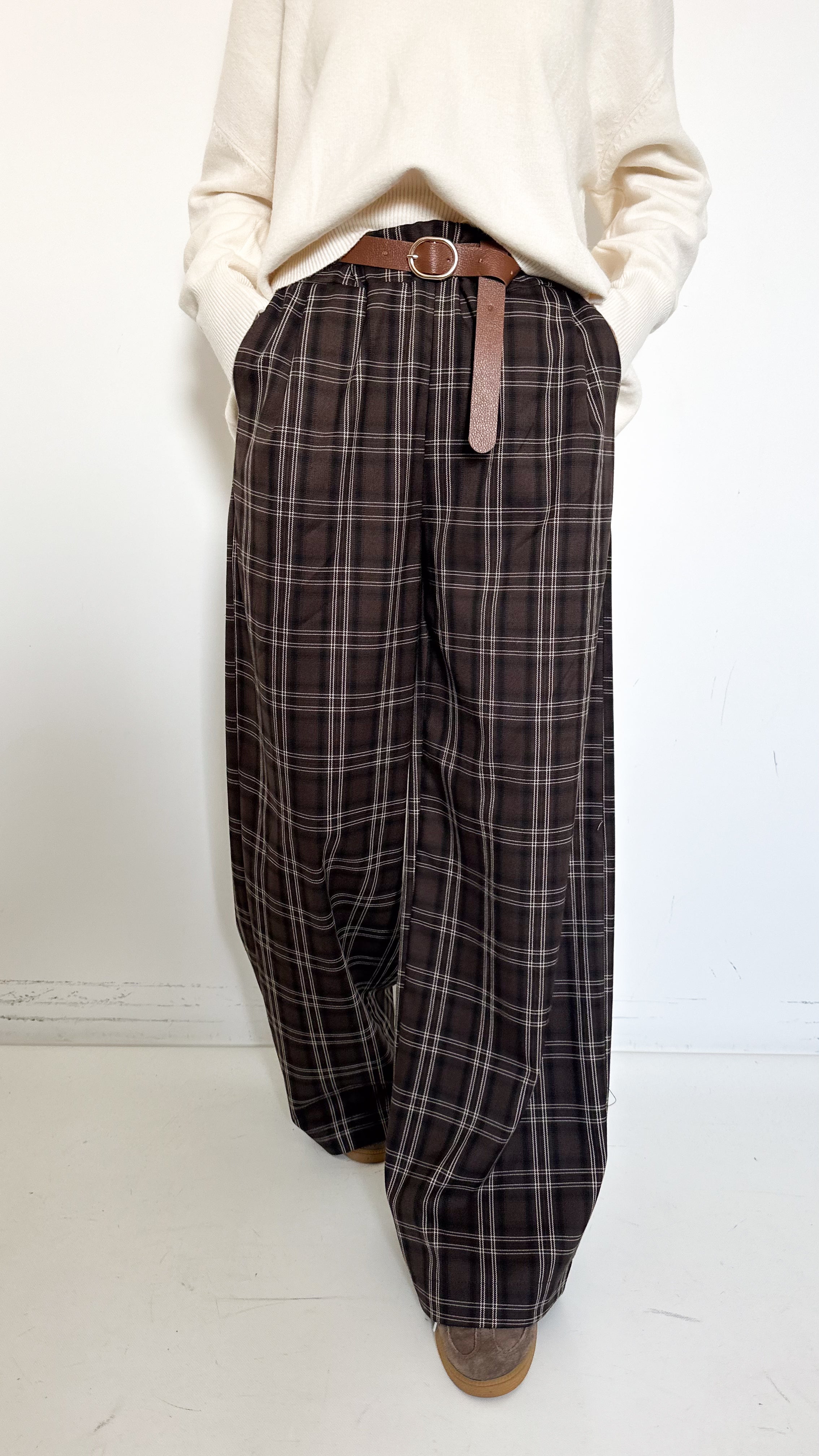 Pantaloni Marroni A Quadri