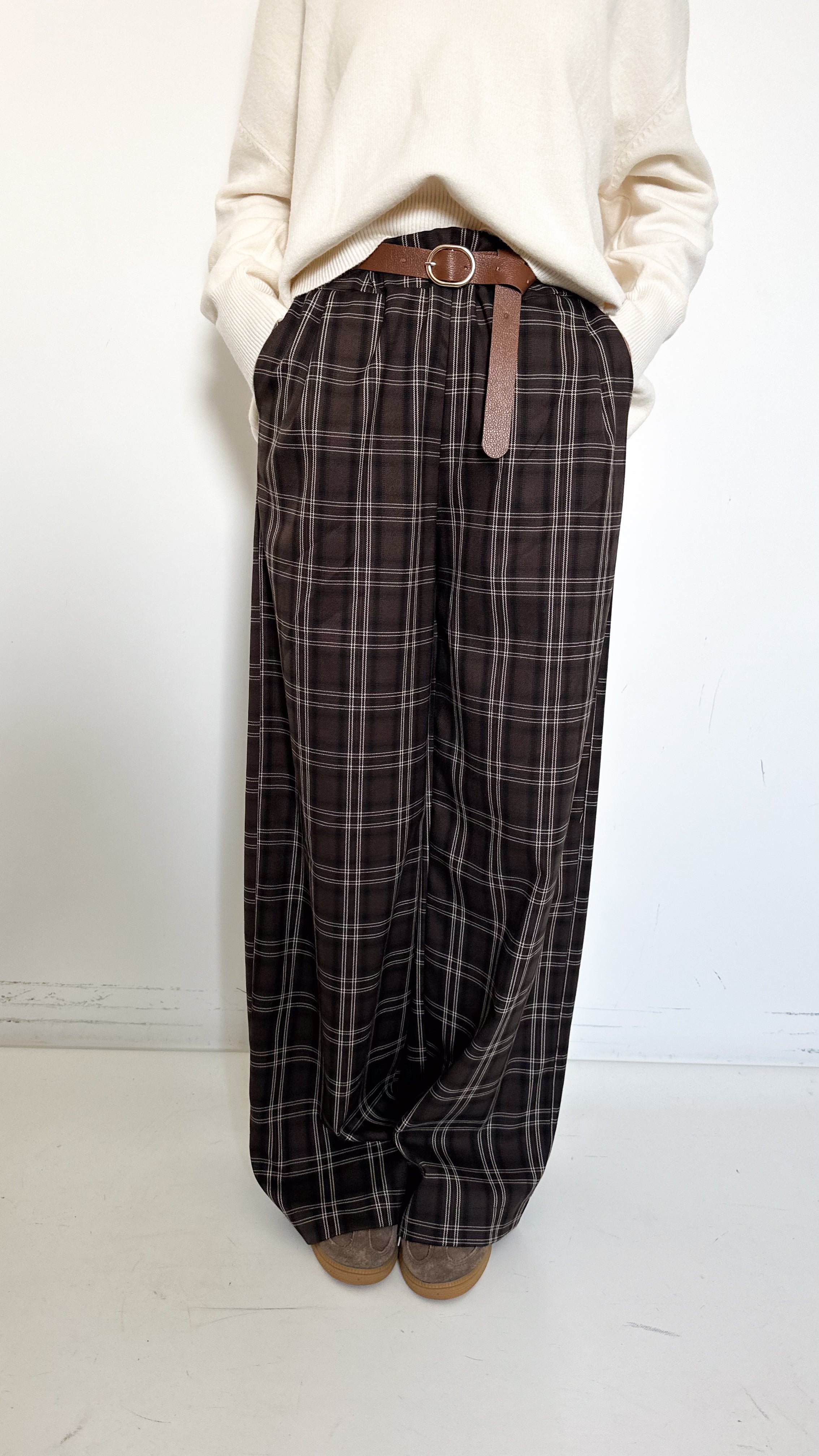 Pantaloni Marroni A Quadri