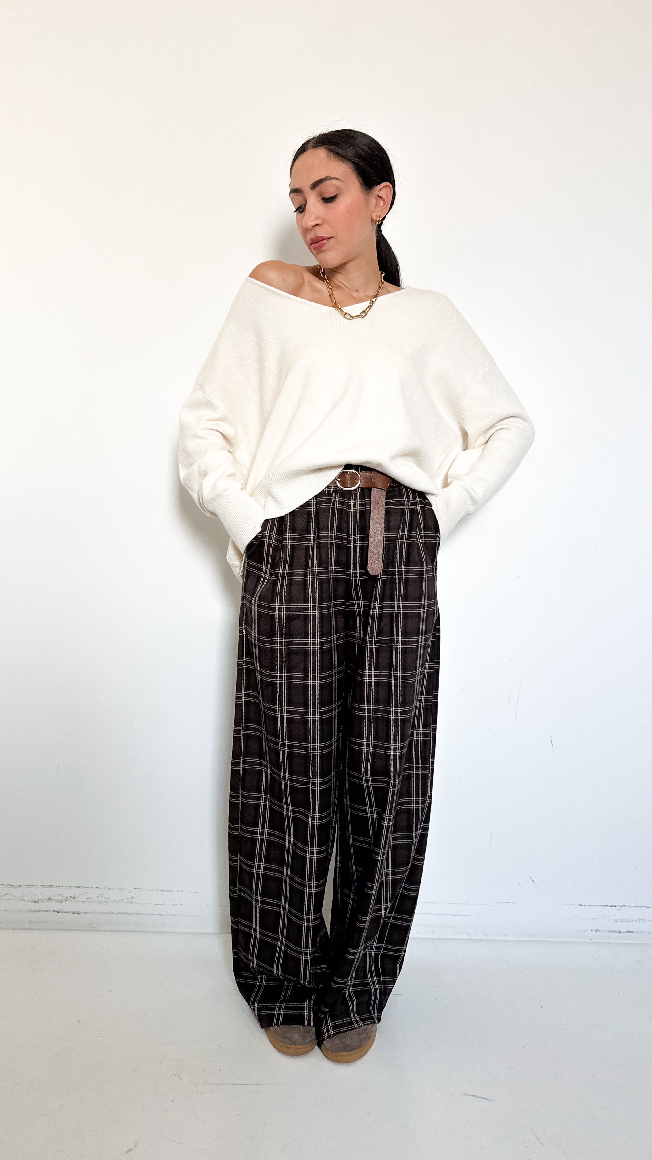 Pantaloni Marroni A Quadri