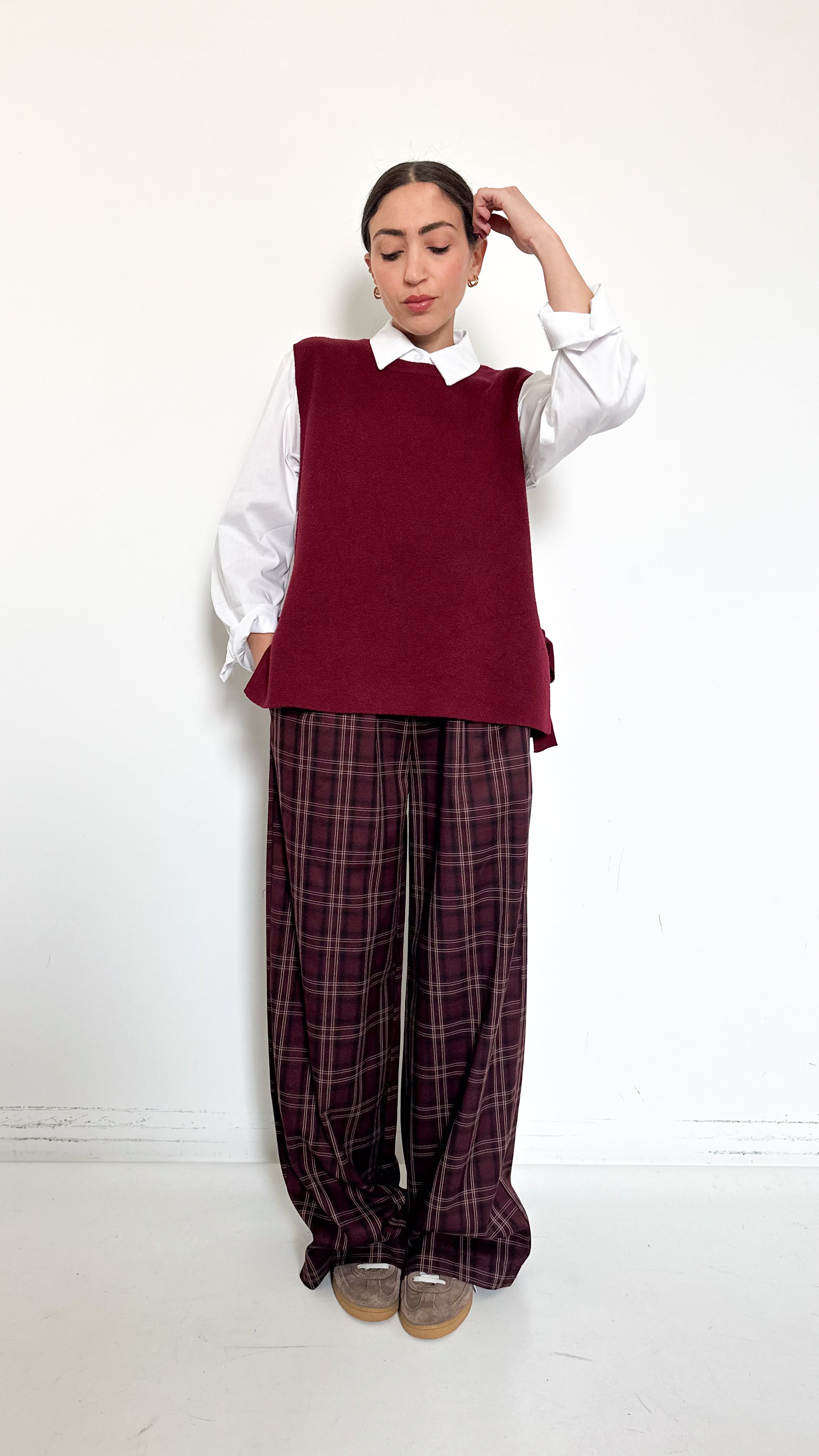 Pantaloni Bordeaux A Quadri