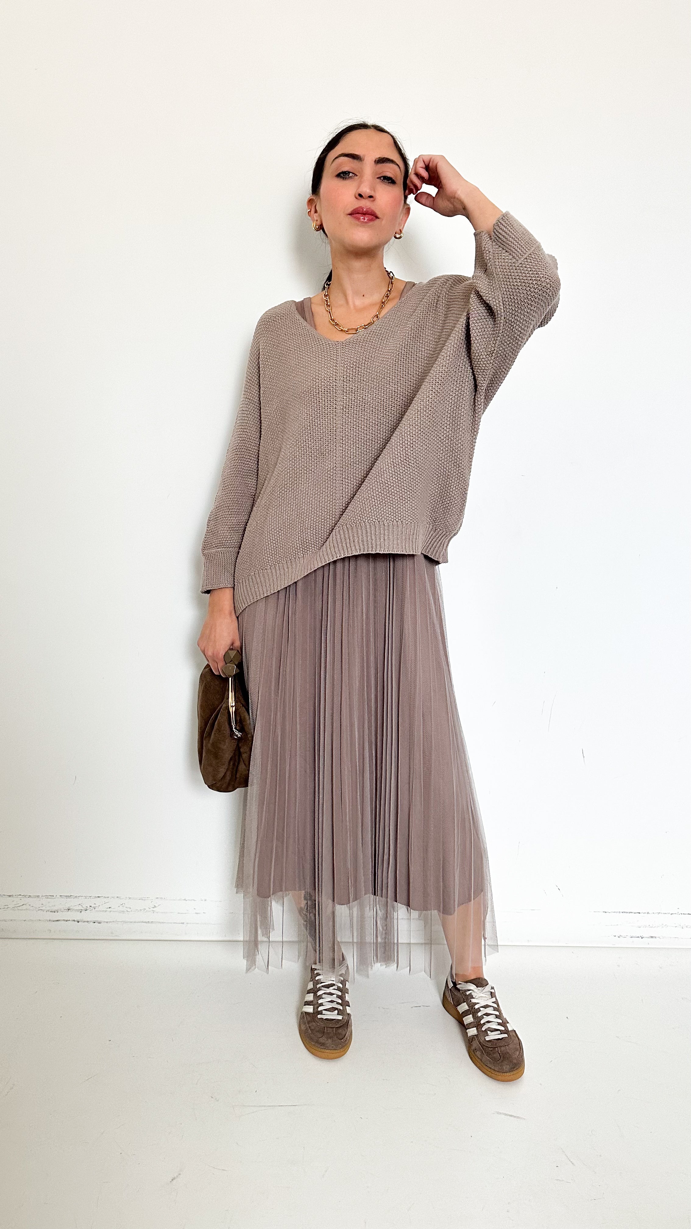 Set Vestito + Pull Taupe