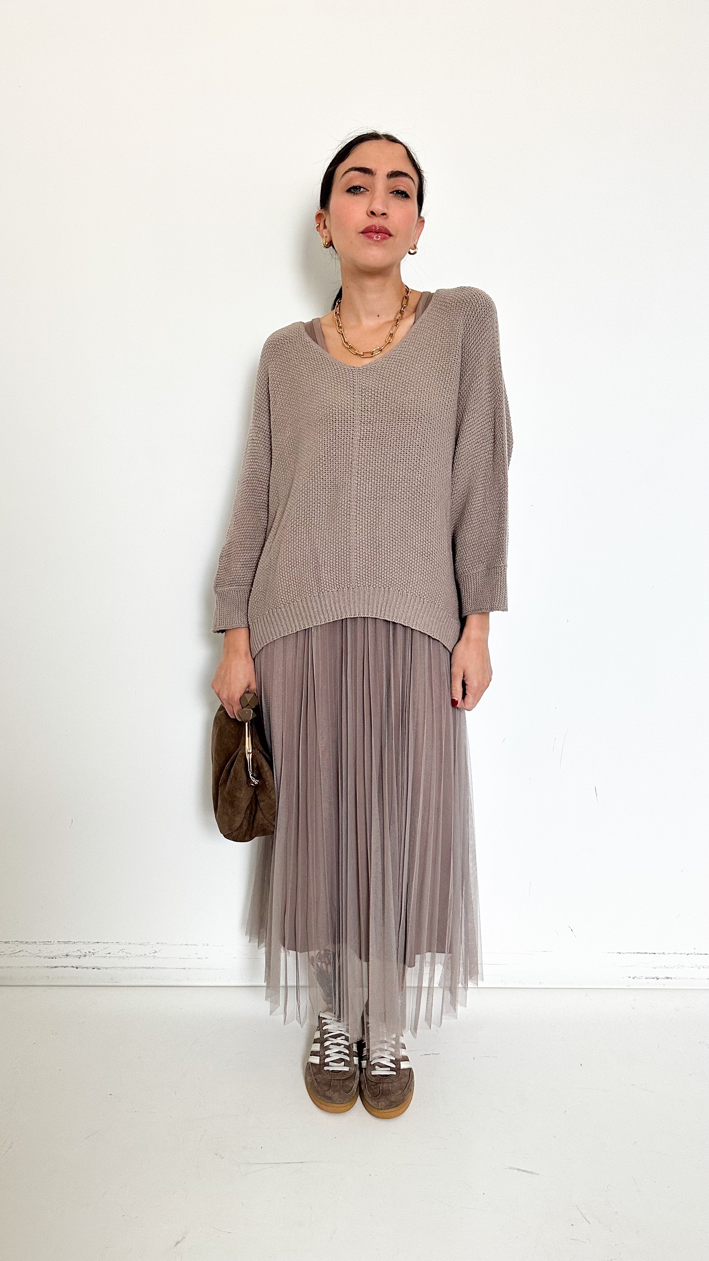 Set Vestito + Pull Taupe