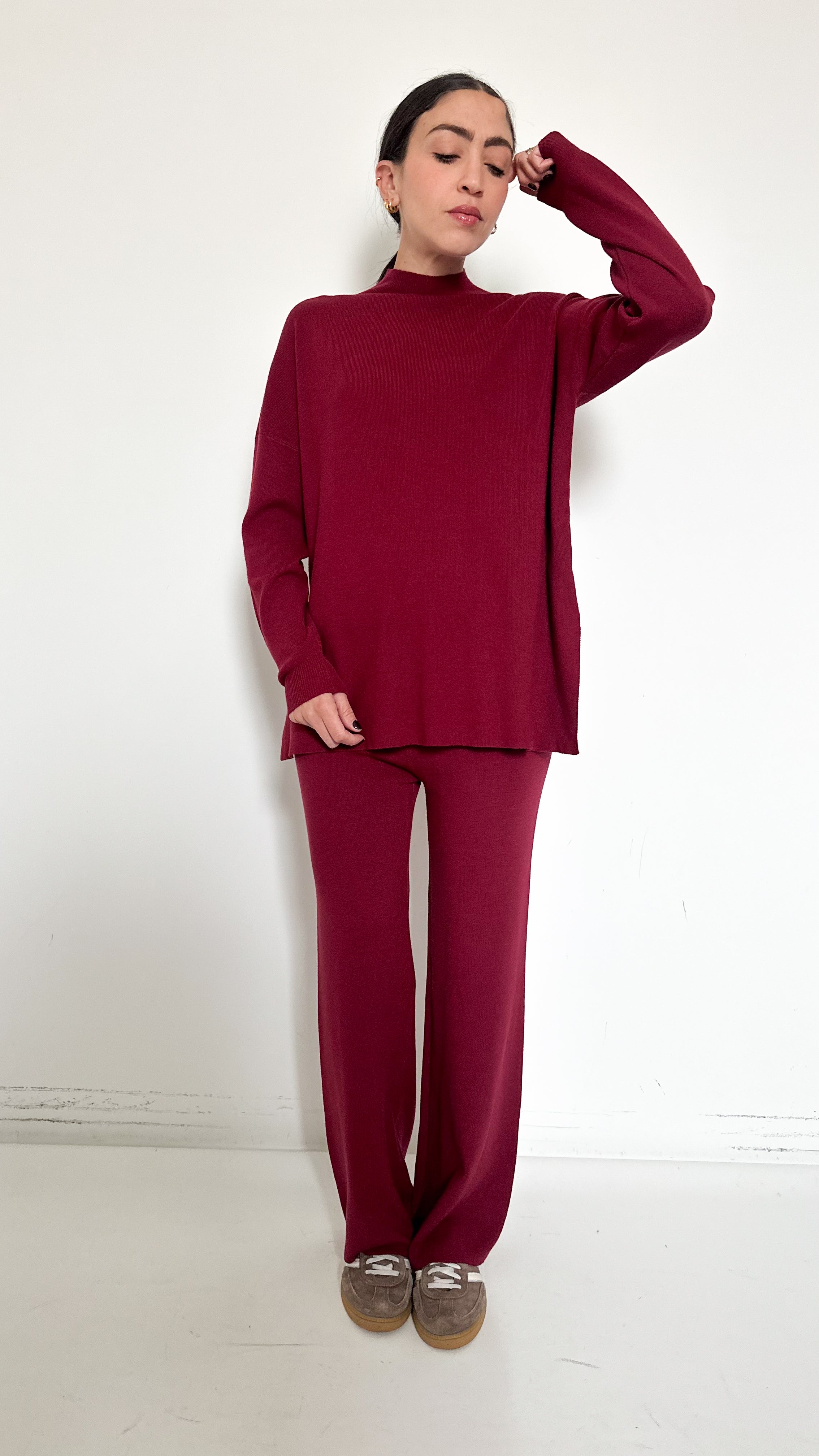 Coordinato Mezzo Collo Bordeaux