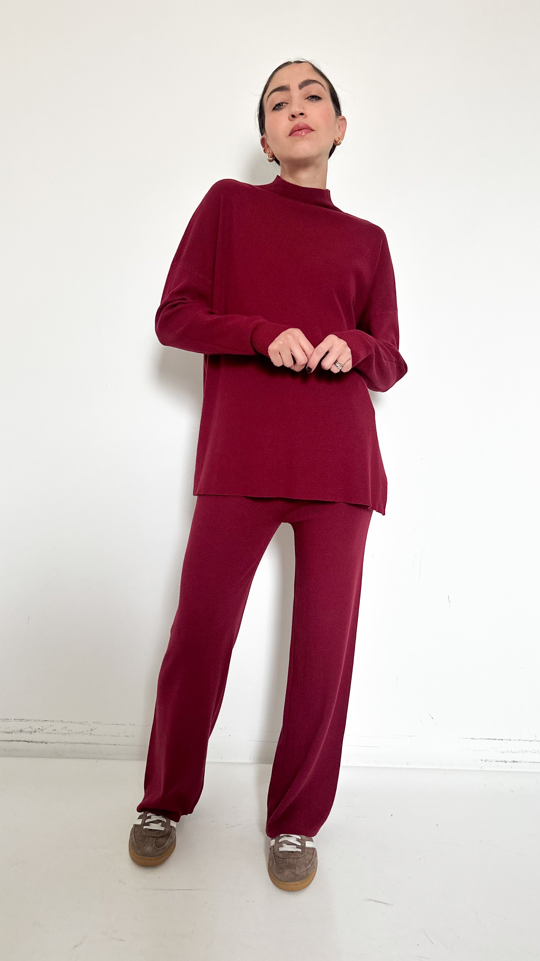 Coordinato Mezzo Collo Bordeaux