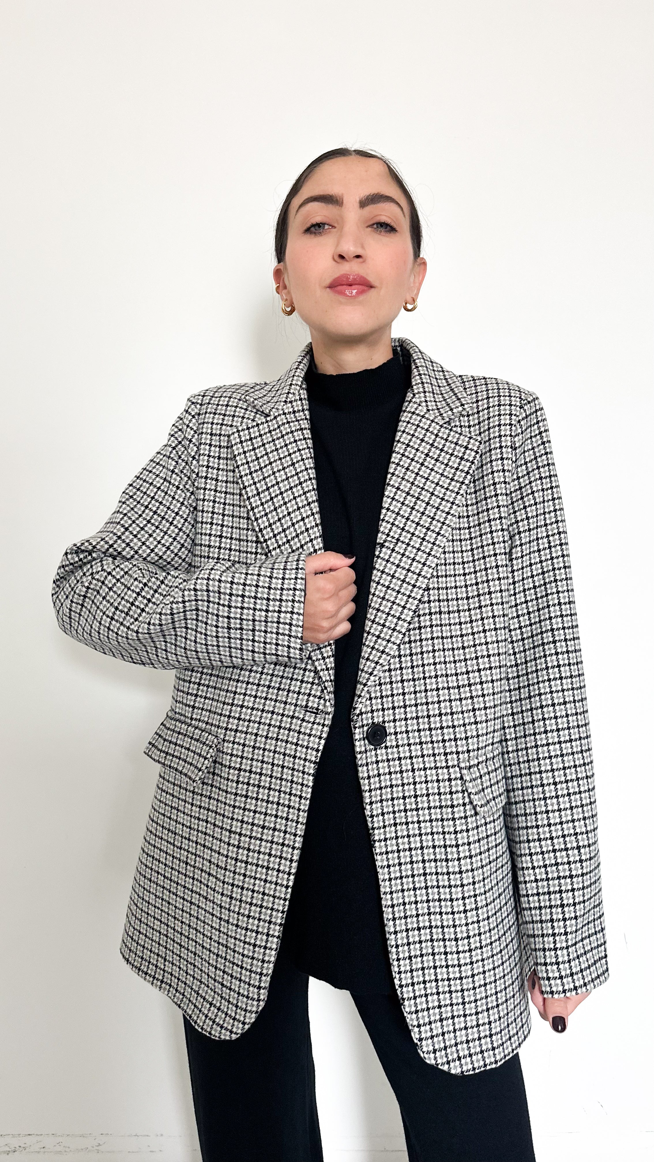 Blazer Pied de Poule Nero