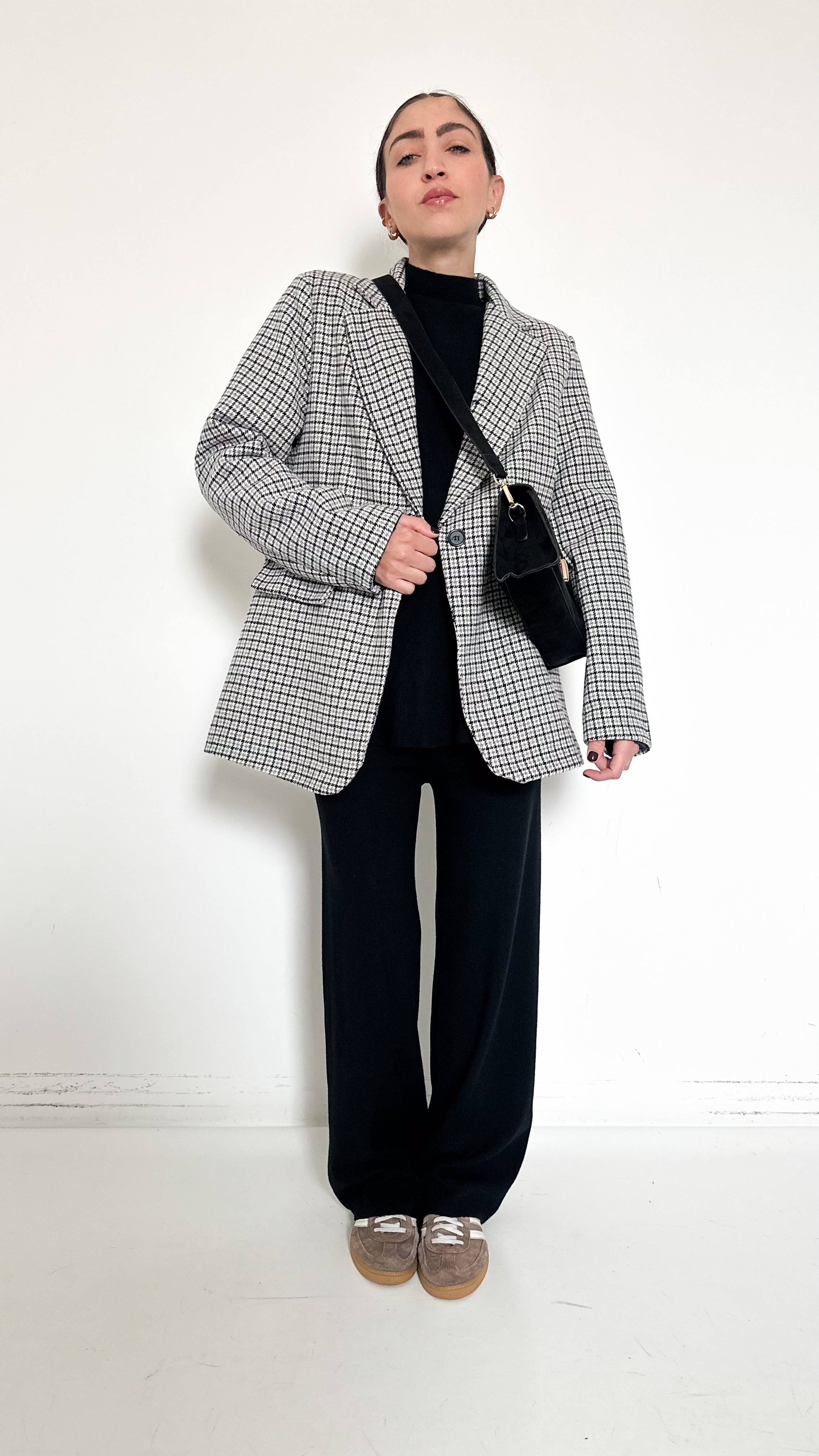 Blazer Pied de Poule Nero