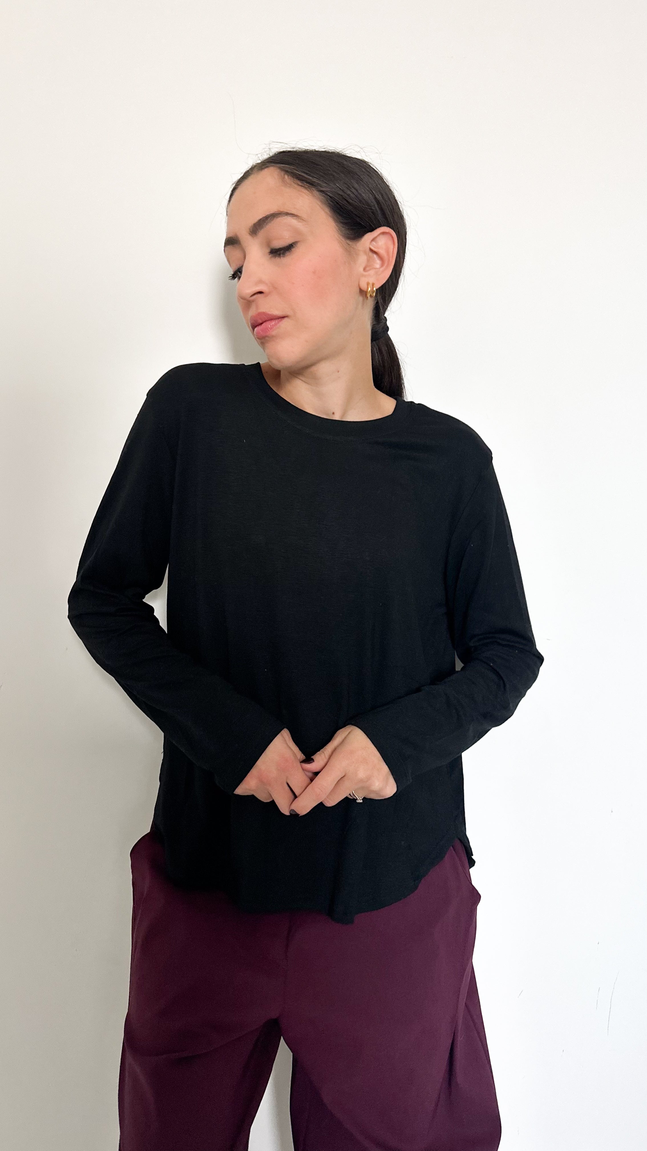 Maglietta Nera Maniche Lunghe