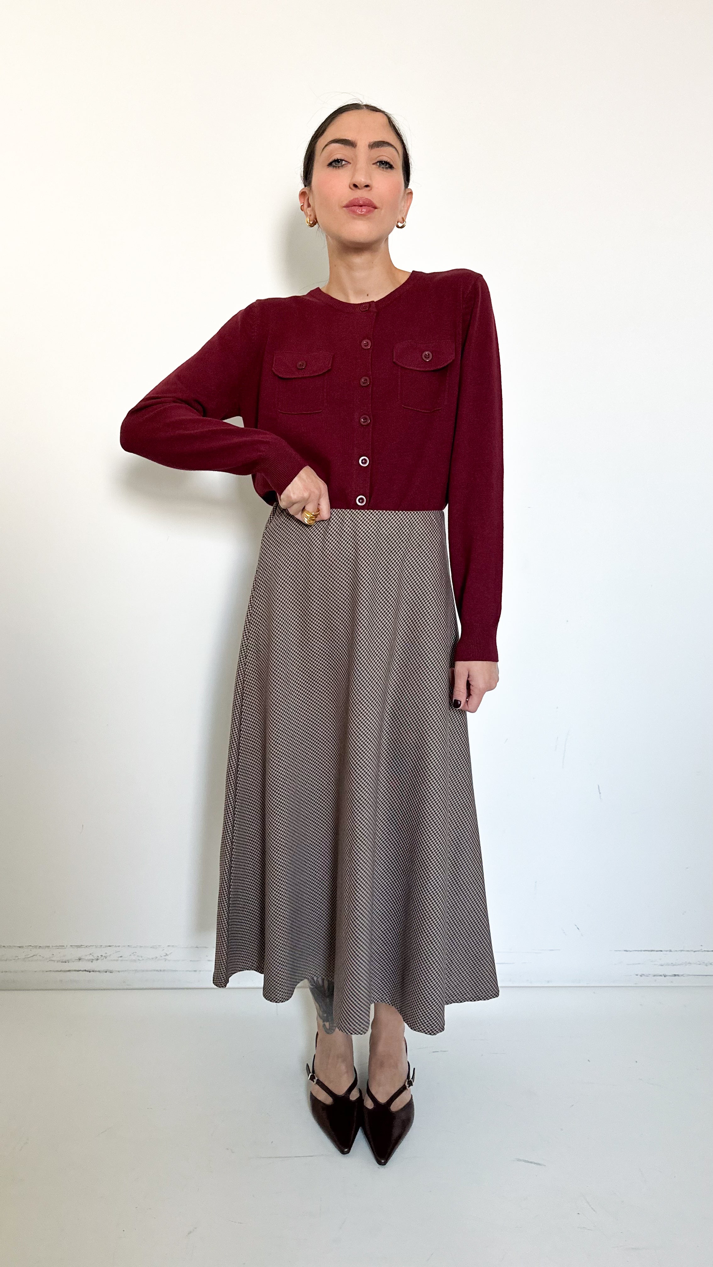 Cardigan Con Tasche Bordeaux