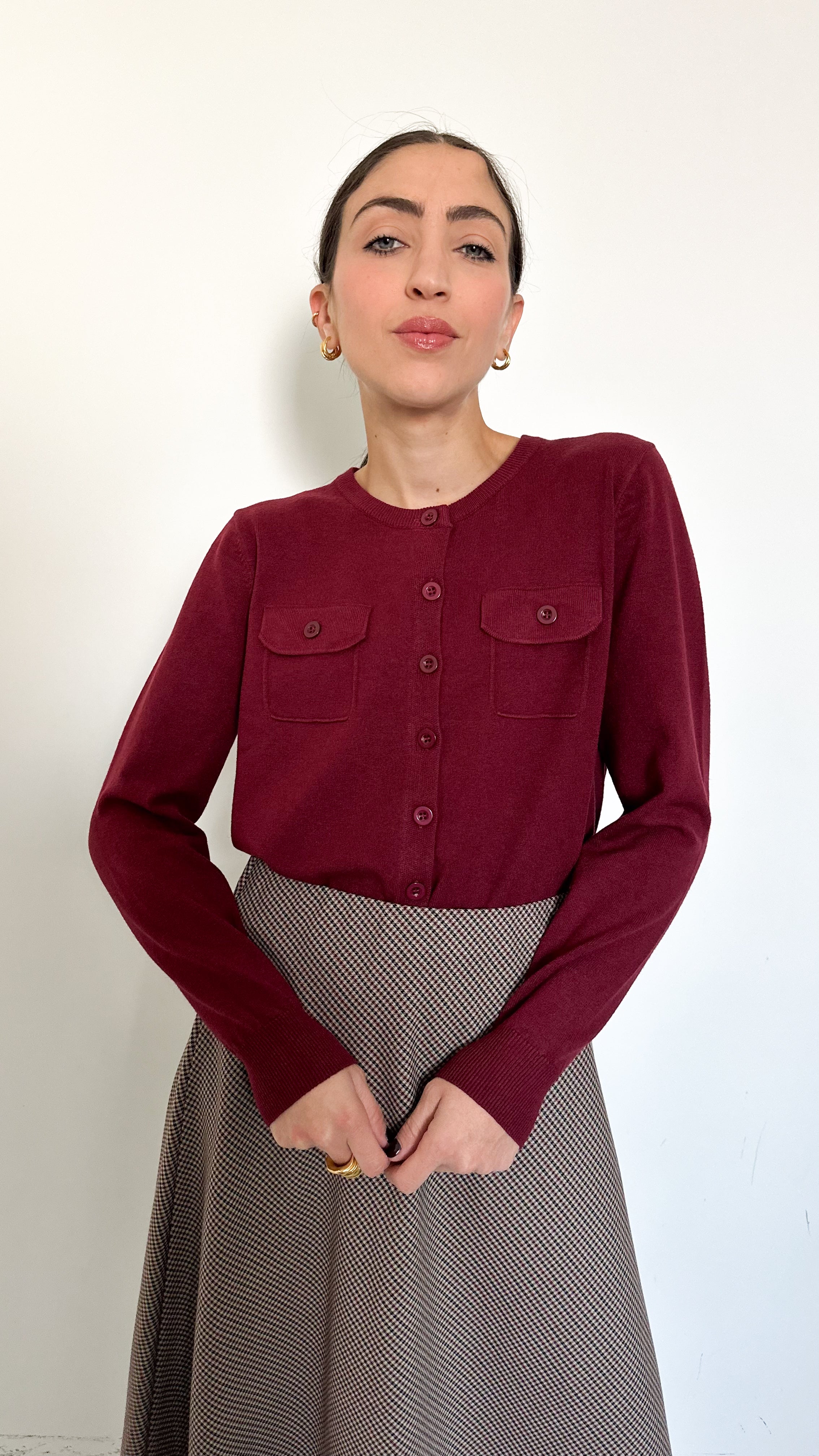 Cardigan Con Tasche Bordeaux