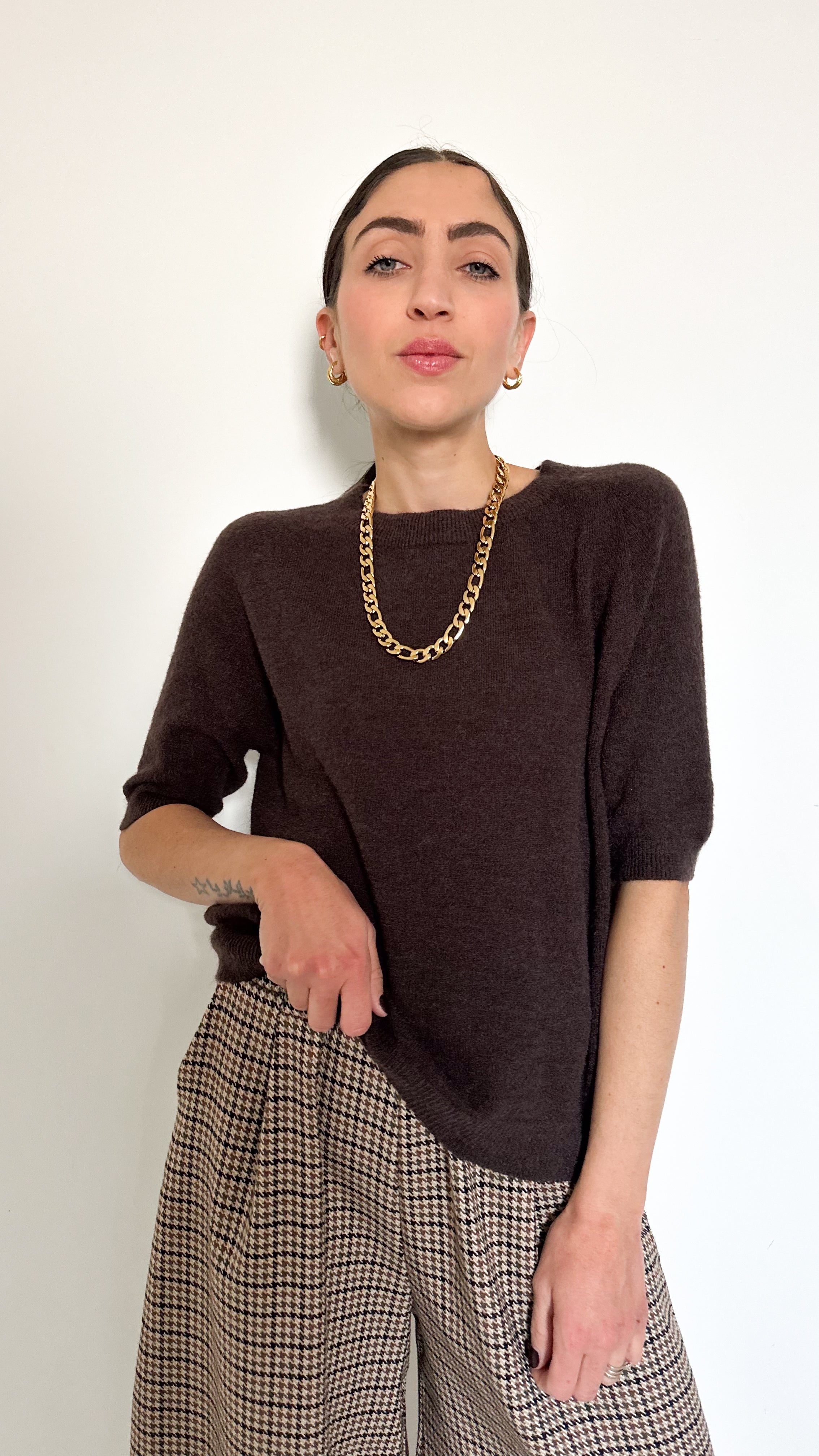 Pull Mezza Manica Marrone